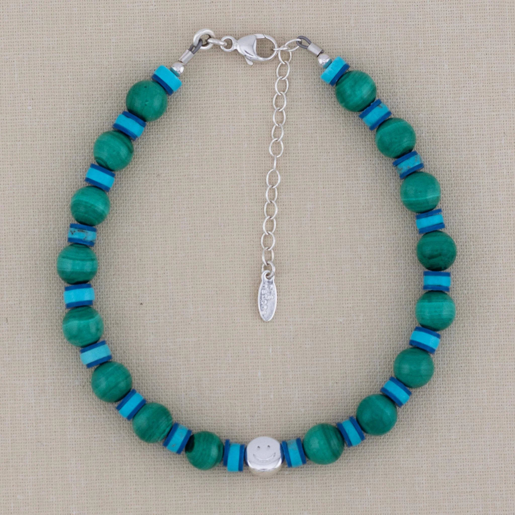 Malachite & Turquoise Happy & Sad Beaded Bracelet