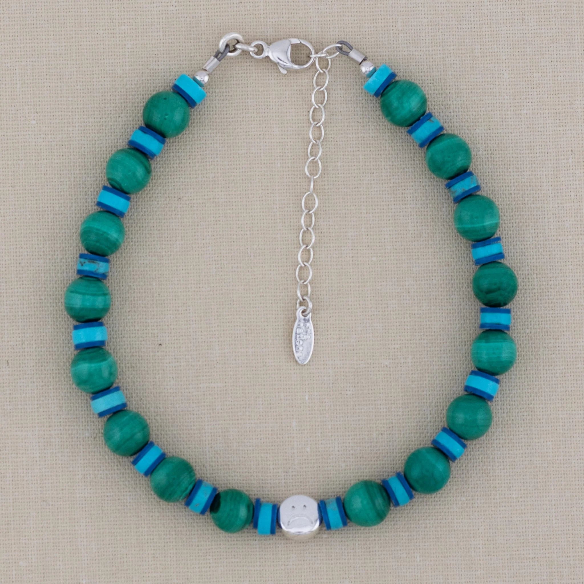 Malachite & Turquoise Happy & Sad Beaded Bracelet