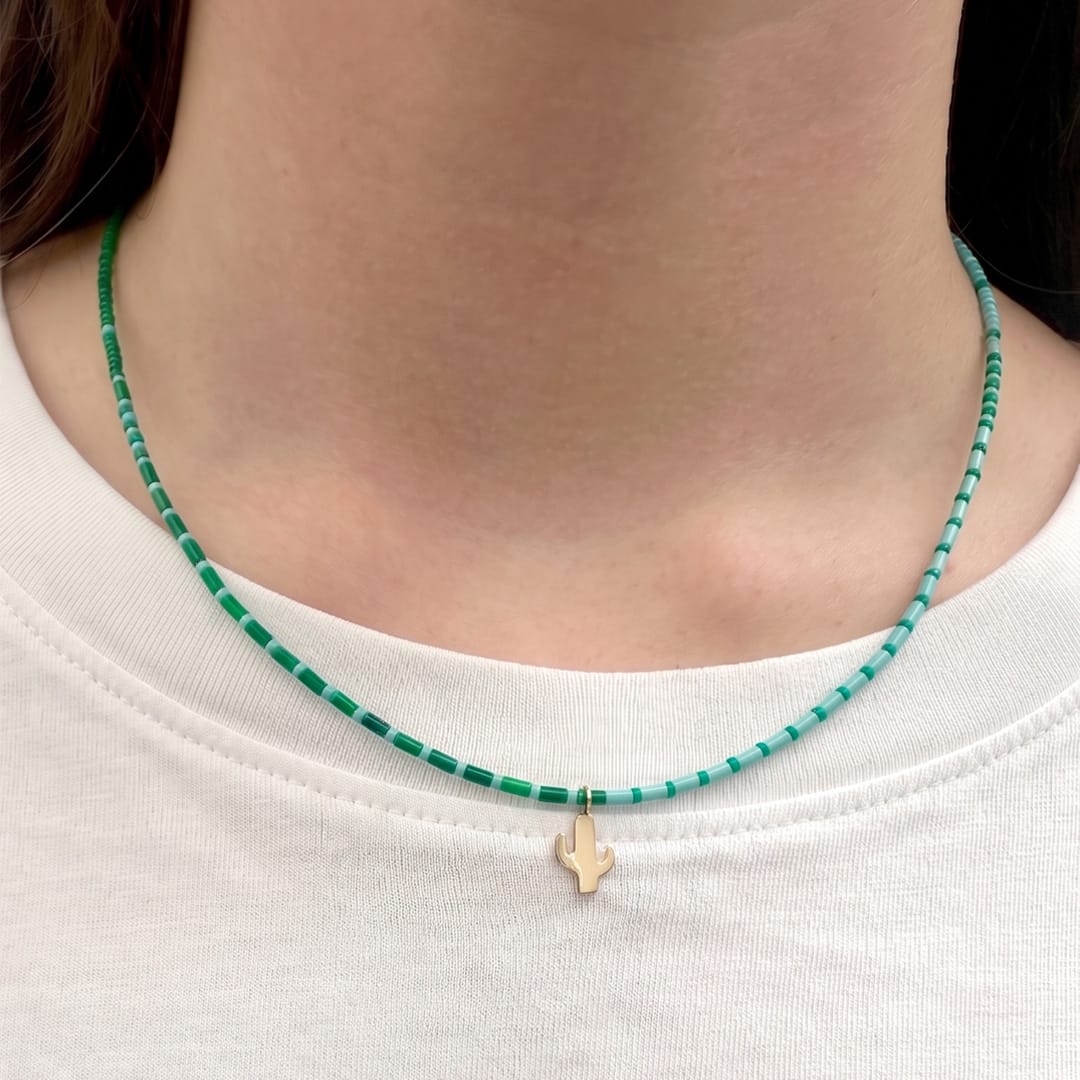 Cactus Charm Beaded Necklace
