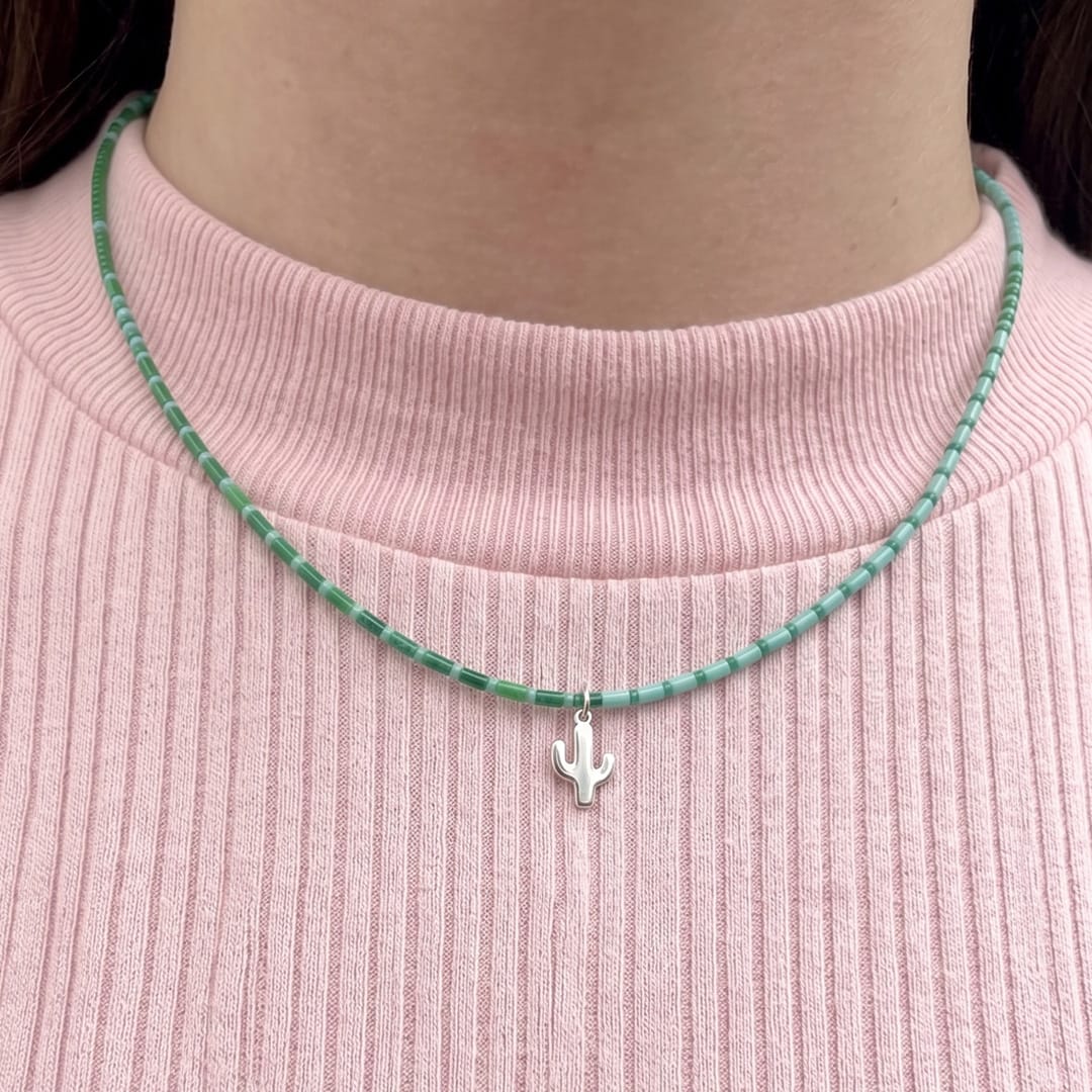 Cactus Charm Beaded Necklace