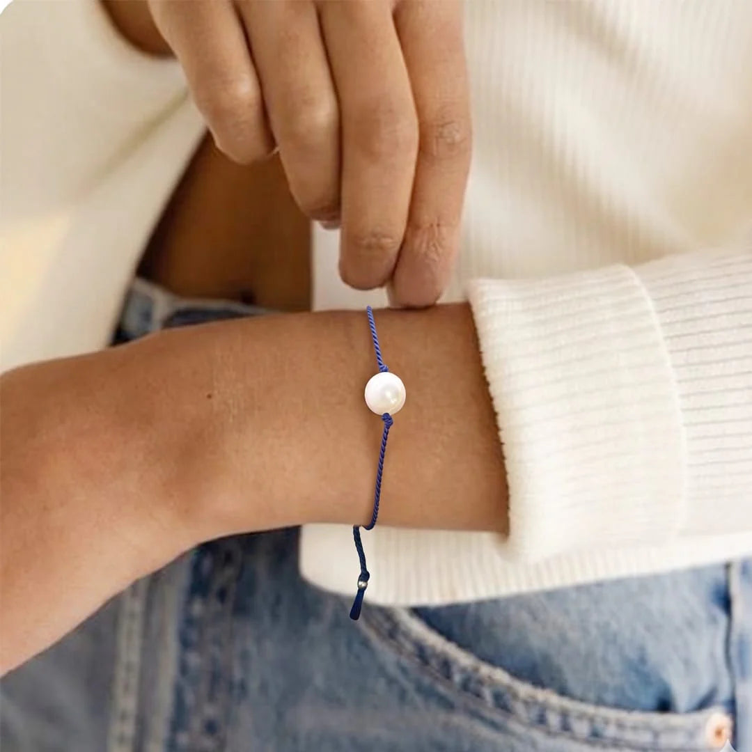 Freshwater Pearl and Silk Bracelet with Slide Closure (multiple color options)