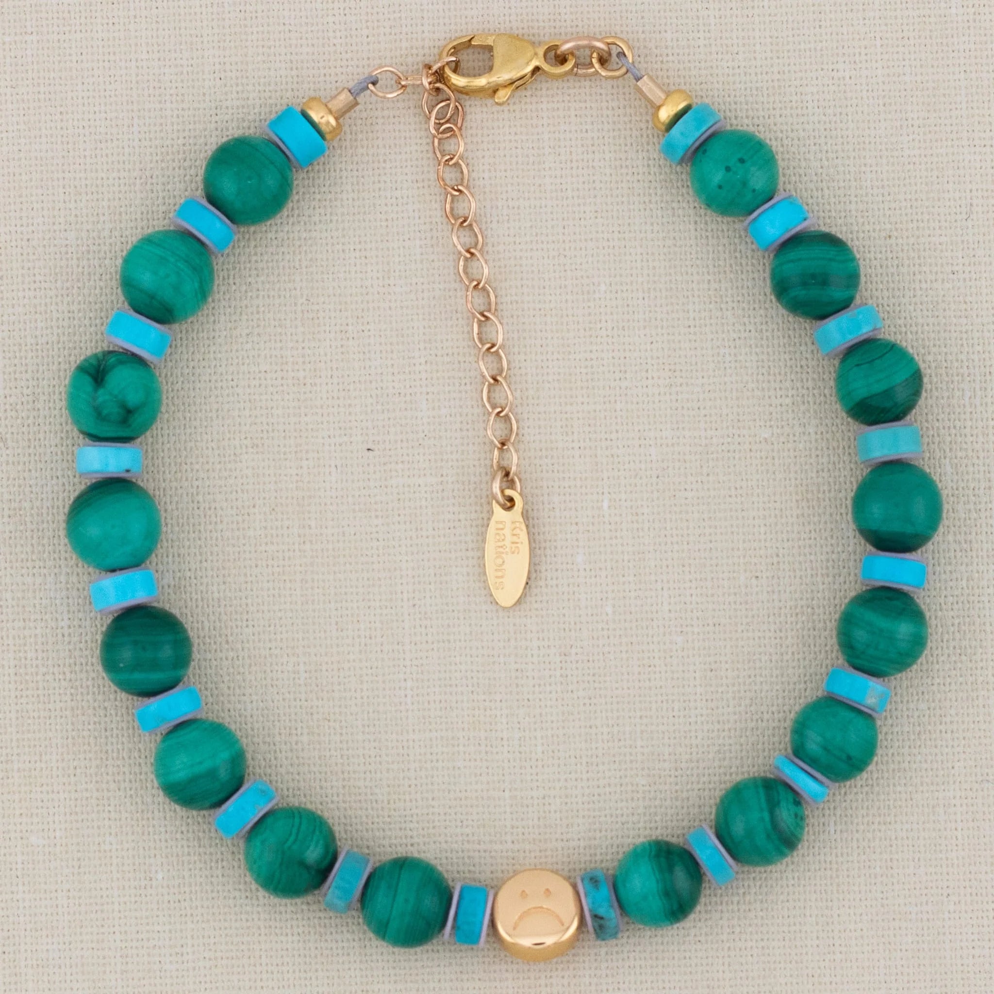 Malachite & Turquoise Happy & Sad Beaded Bracelet