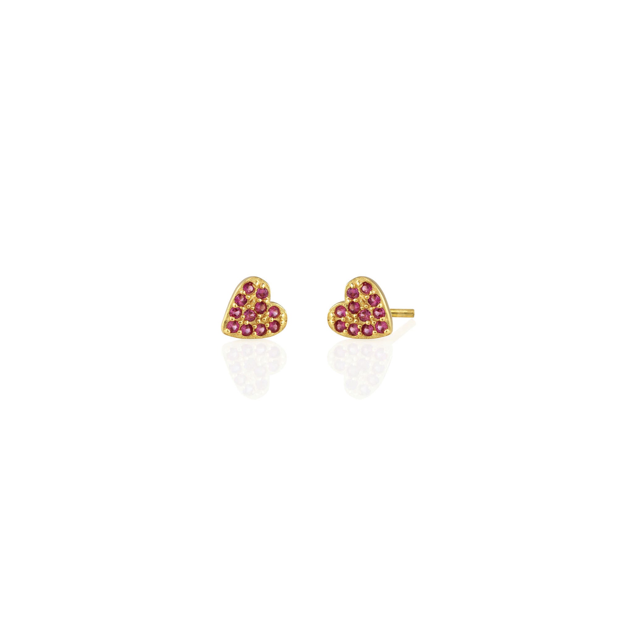 Heart Ruby Crystal Stud Earrings