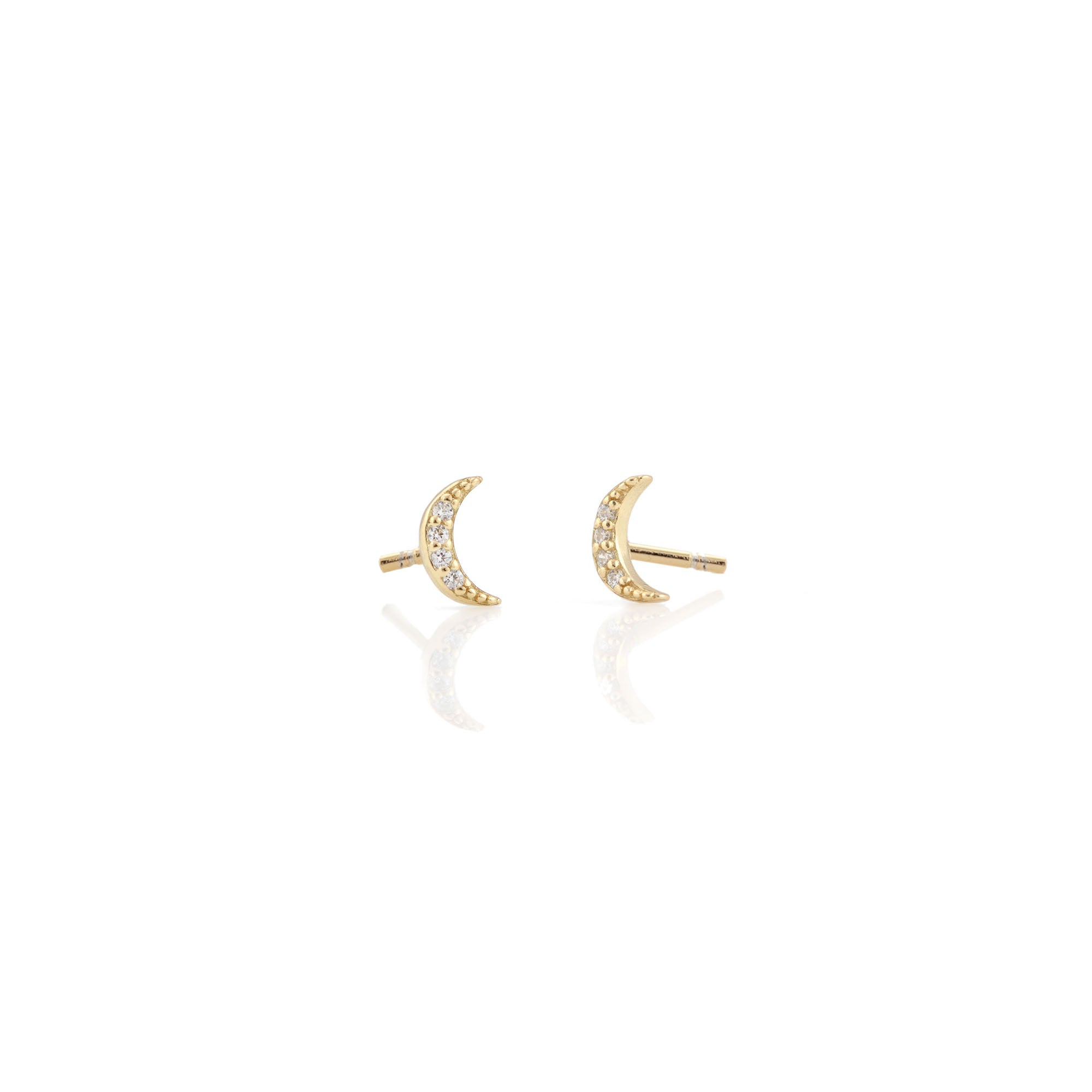 Crescent Moon Crystal Stud Earrings