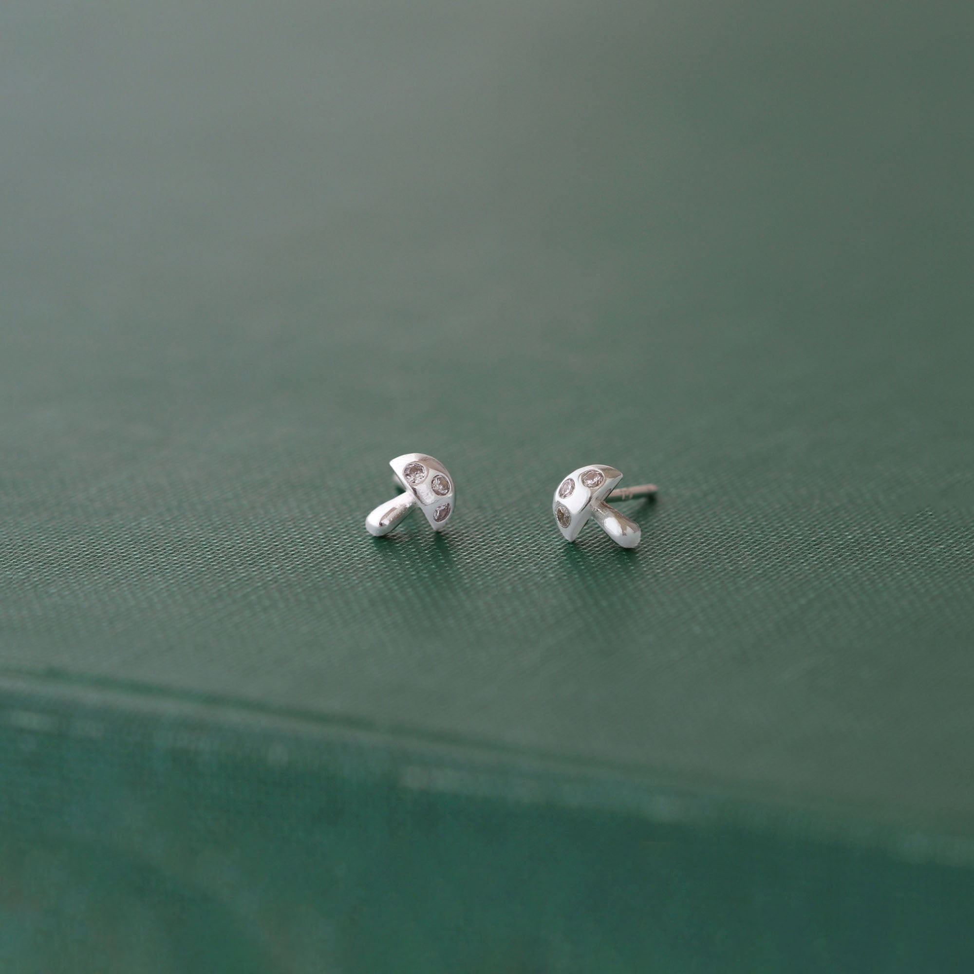 Mushroom Crystal Stud Earrings