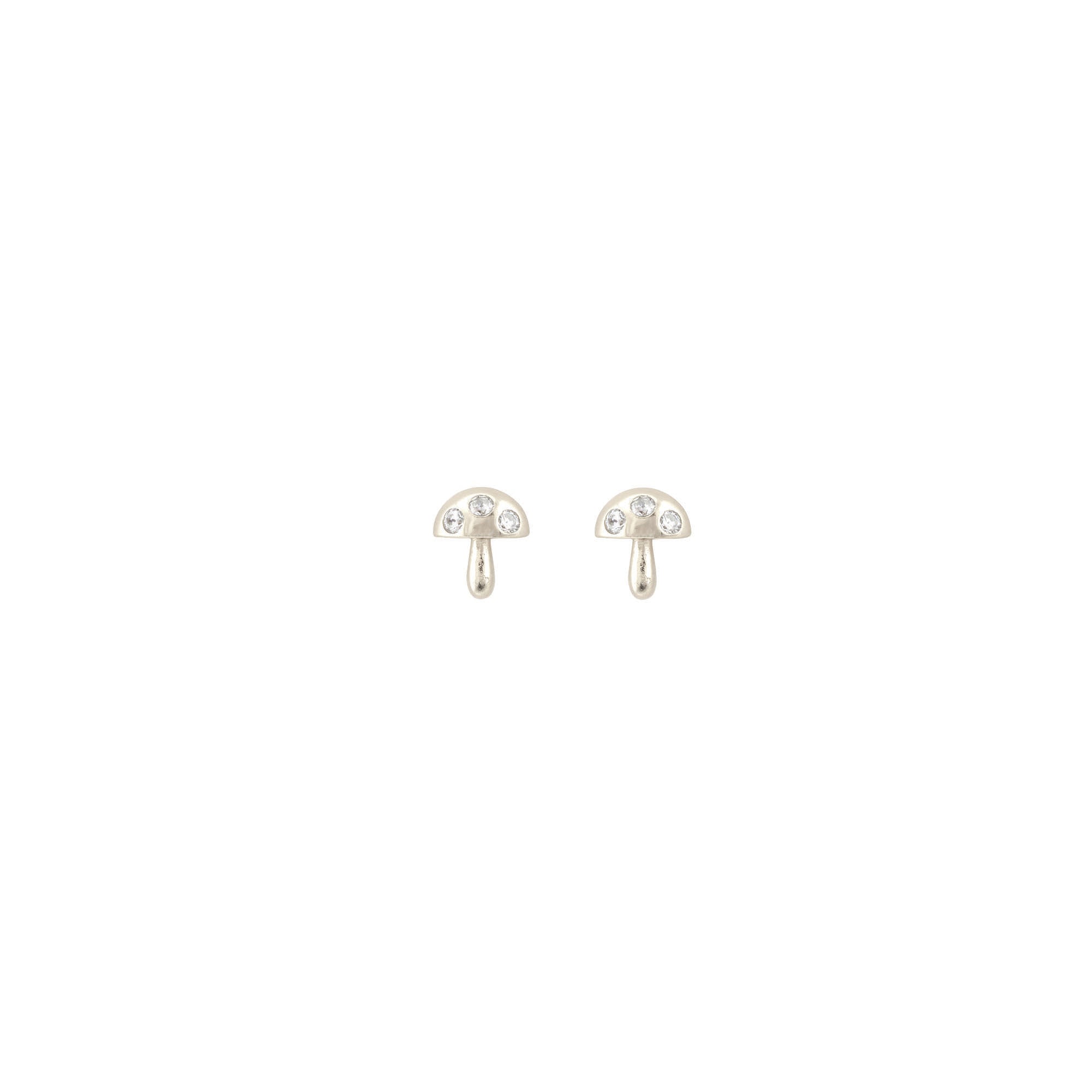 Mushroom Crystal Stud Earrings