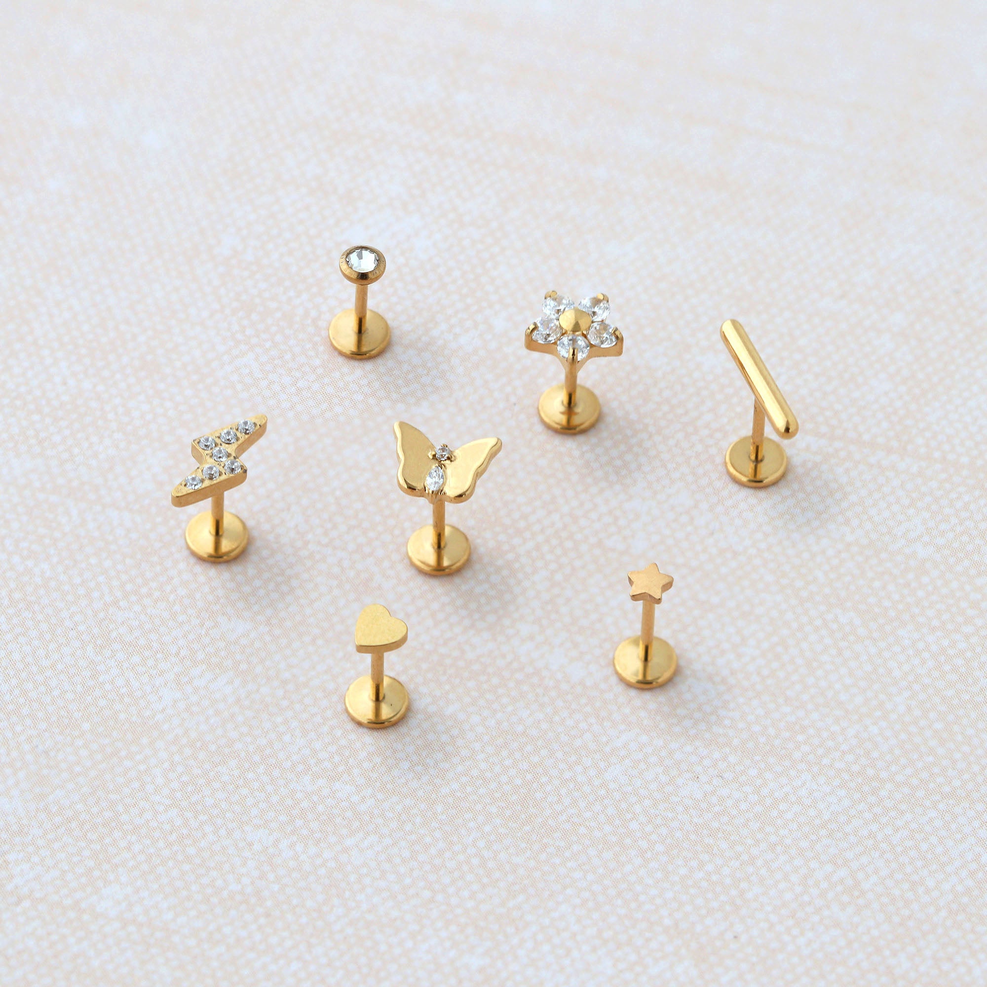 Bar Titanium Flat Back Stud Earring