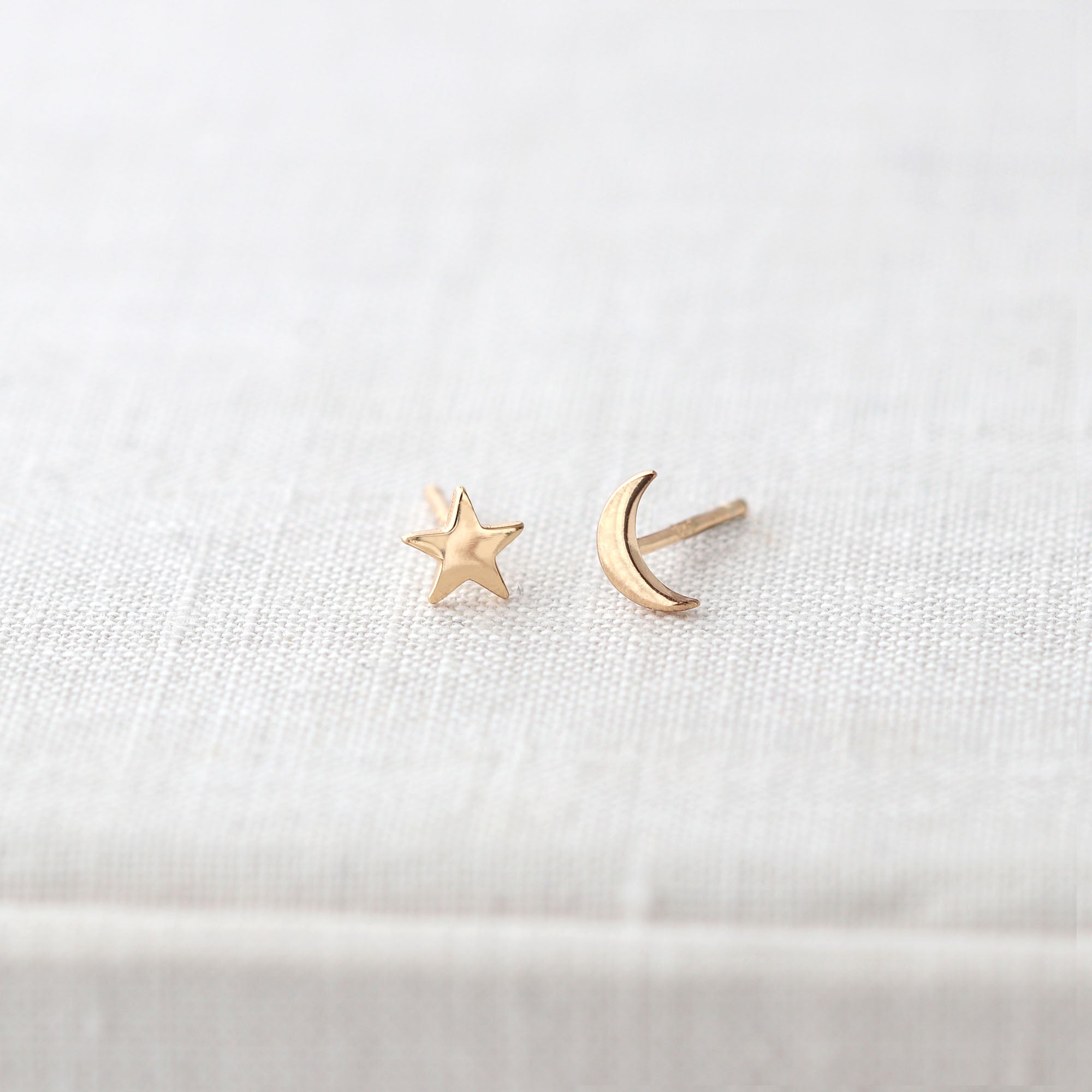 Star and Moon Stud Earrings