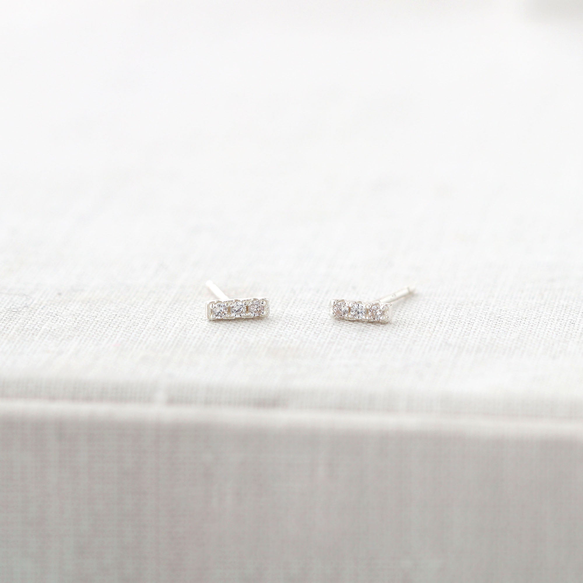 Bar Dash Pave Stud Earrings