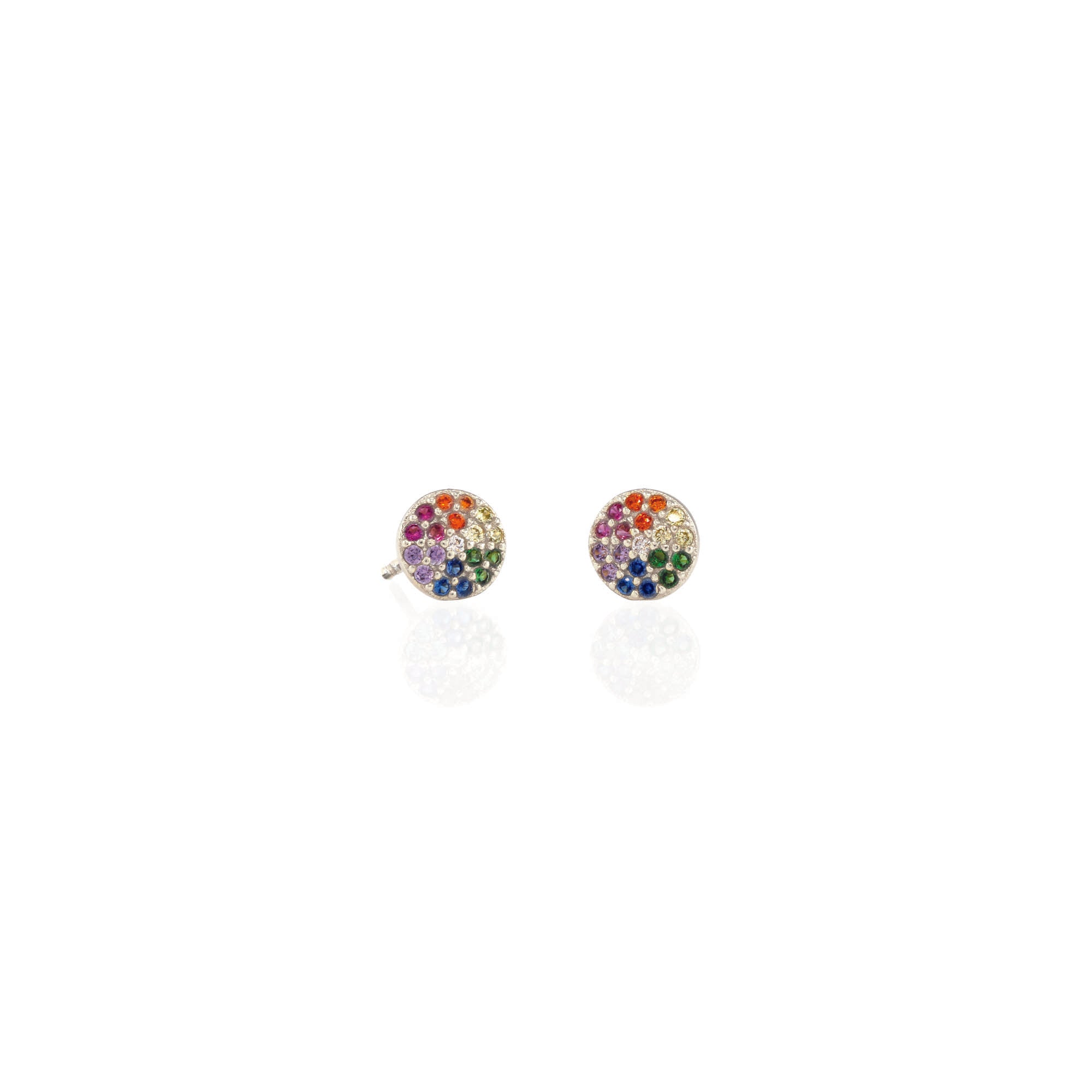 Round Rainbow Crystal Stud Earrings