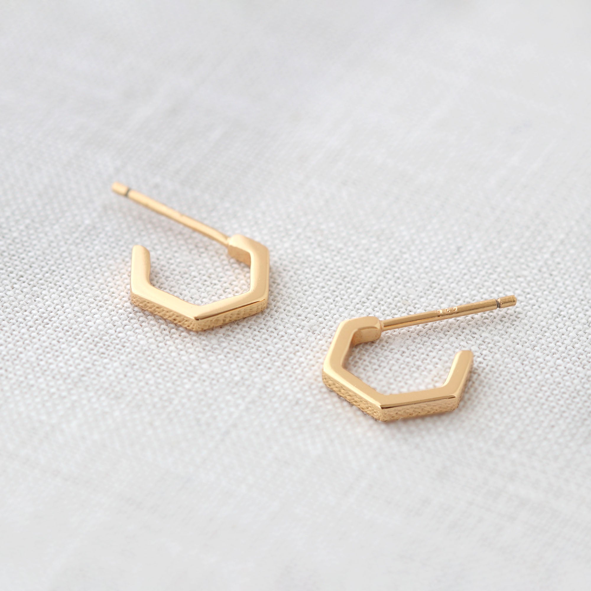 Hexagon Huggie Hoop Earrings