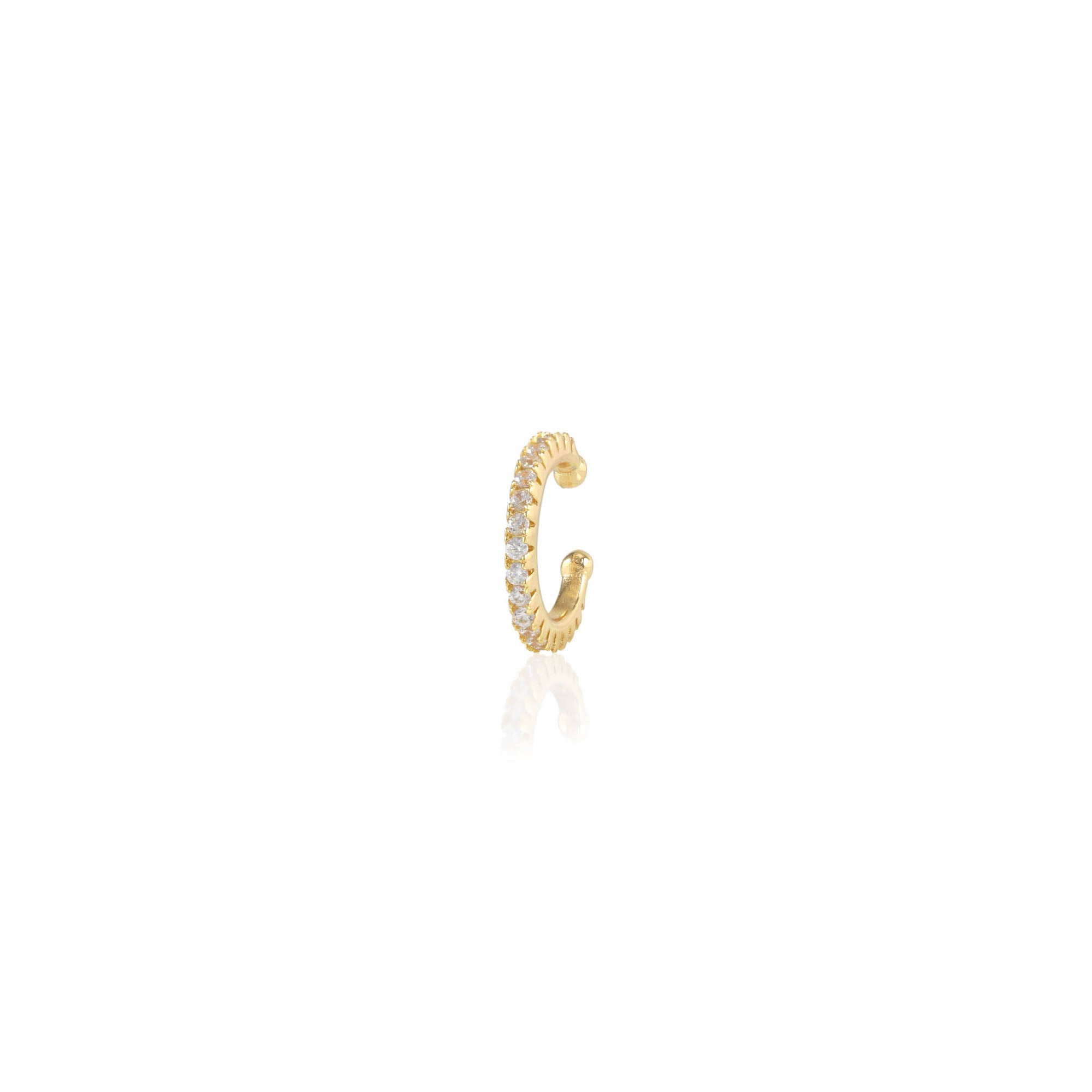 Round Crystal Ear Cuff - 18K Gold Vermeil