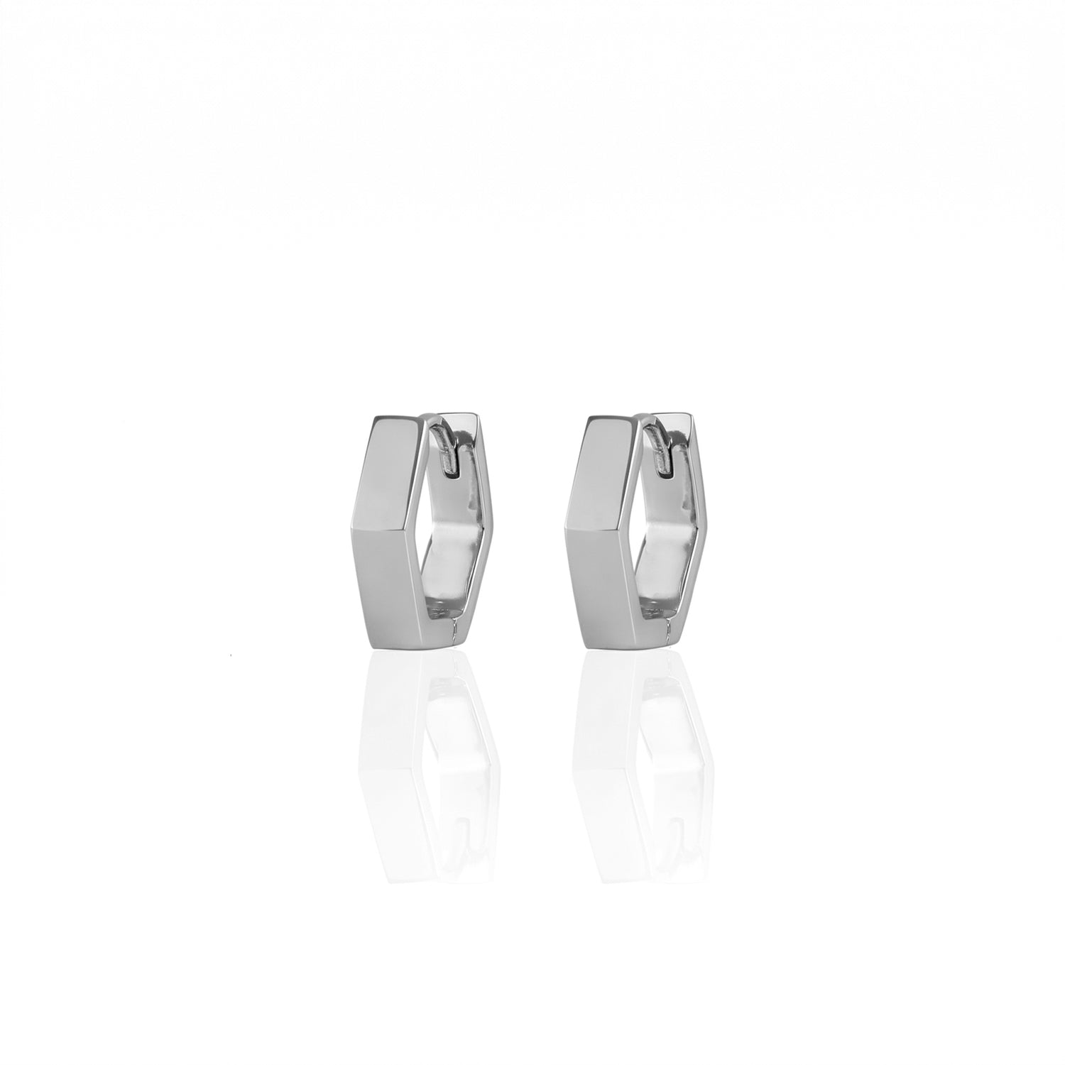 Hexagon Hinged Huggie Hoop Earrings