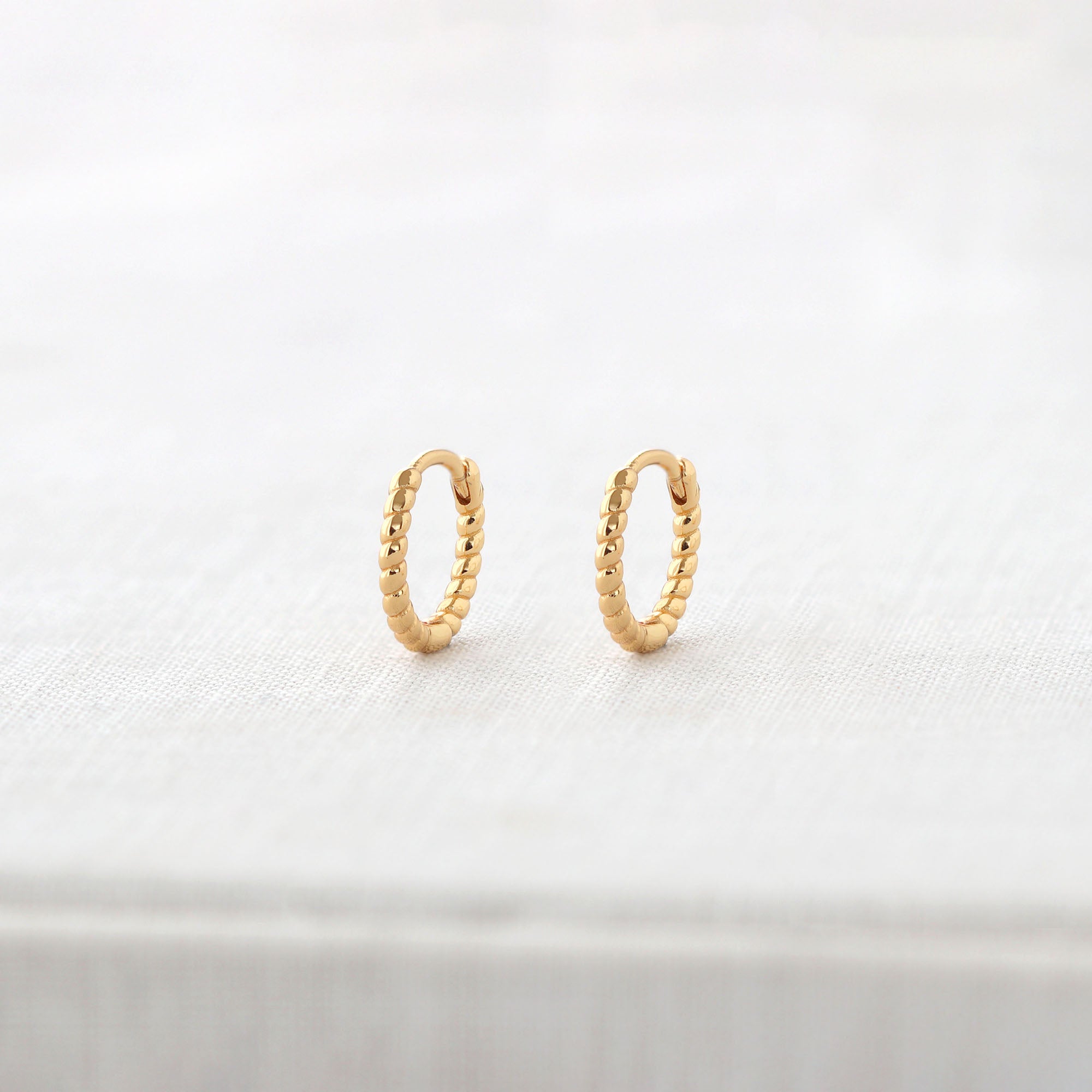 Twisted Hinged Huggie Hoop Earrings