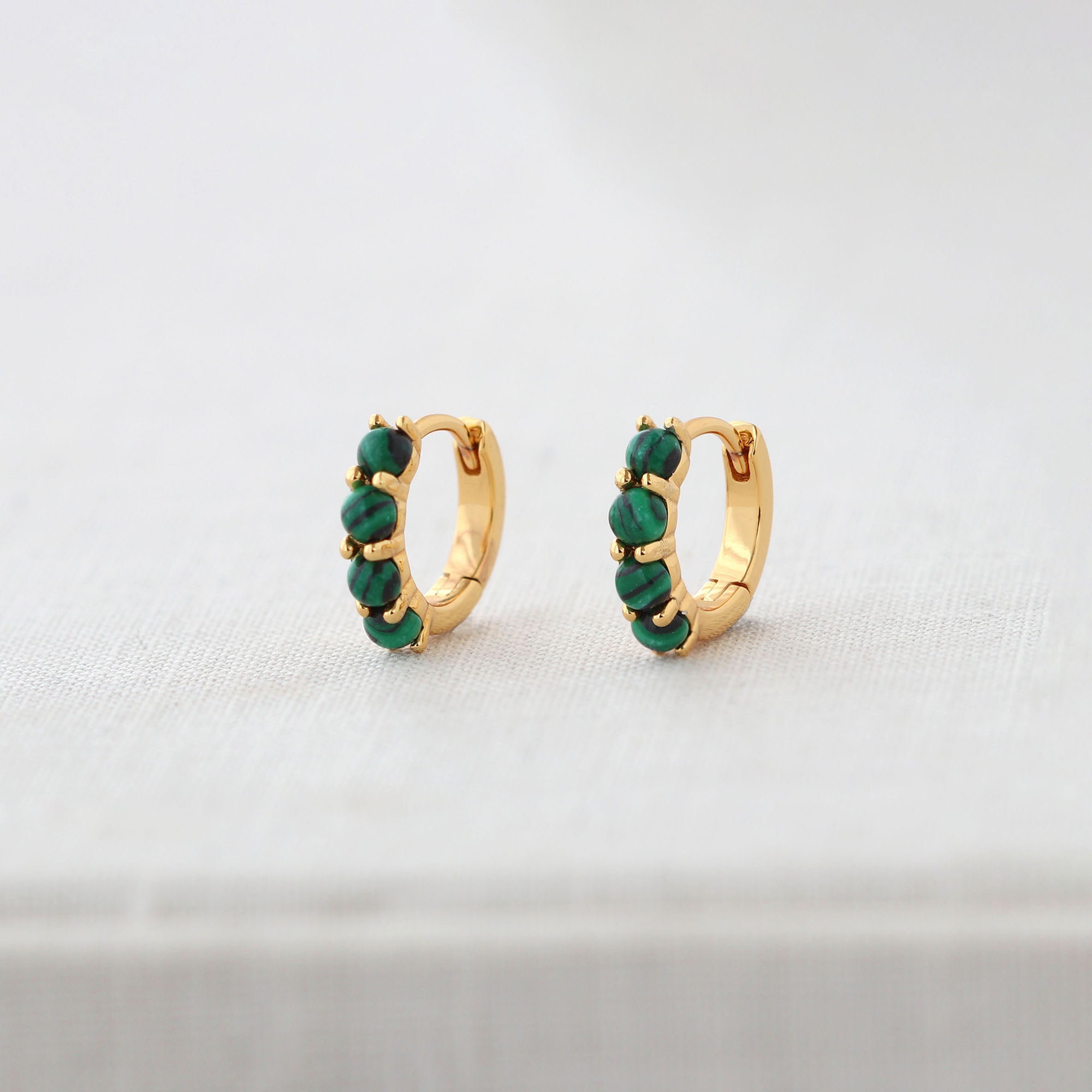 Malachite Huggie Hoop Earrings