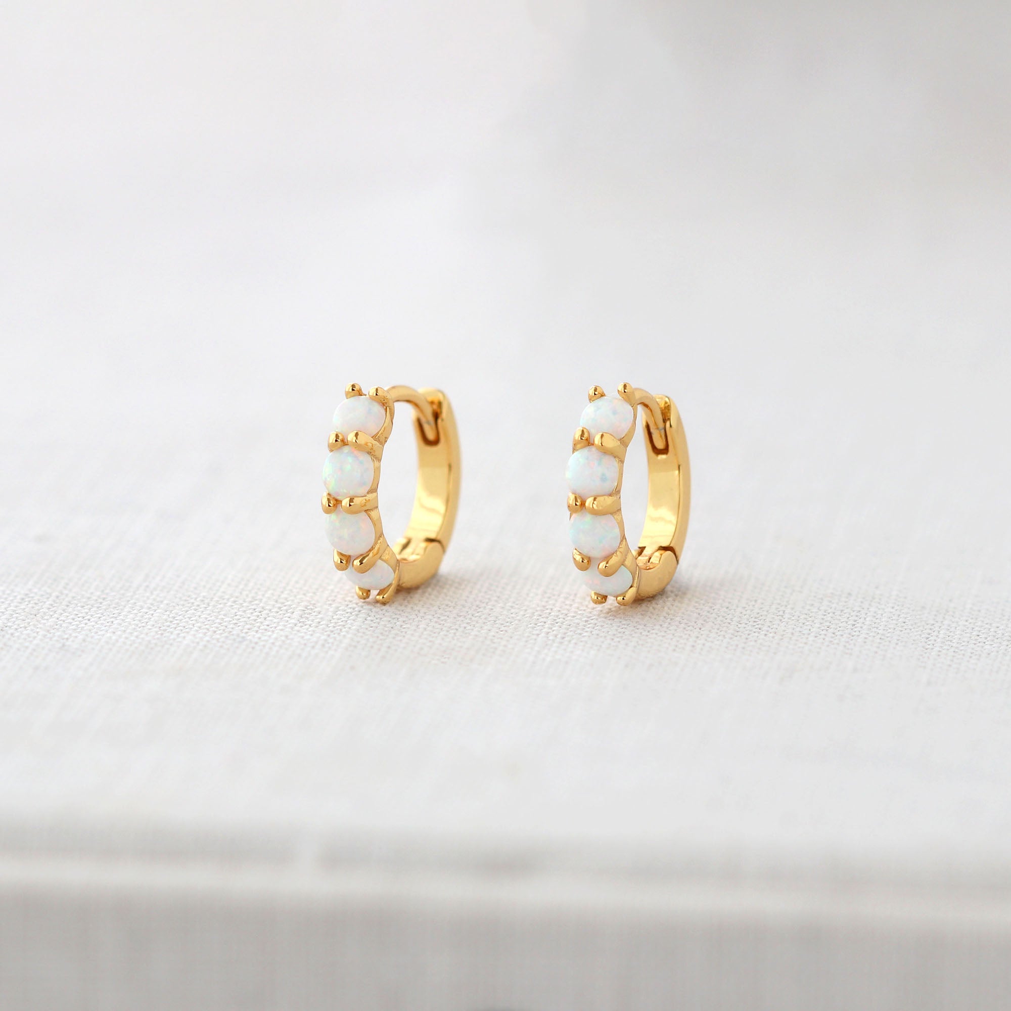 Opal Huggie Hoop Earrings