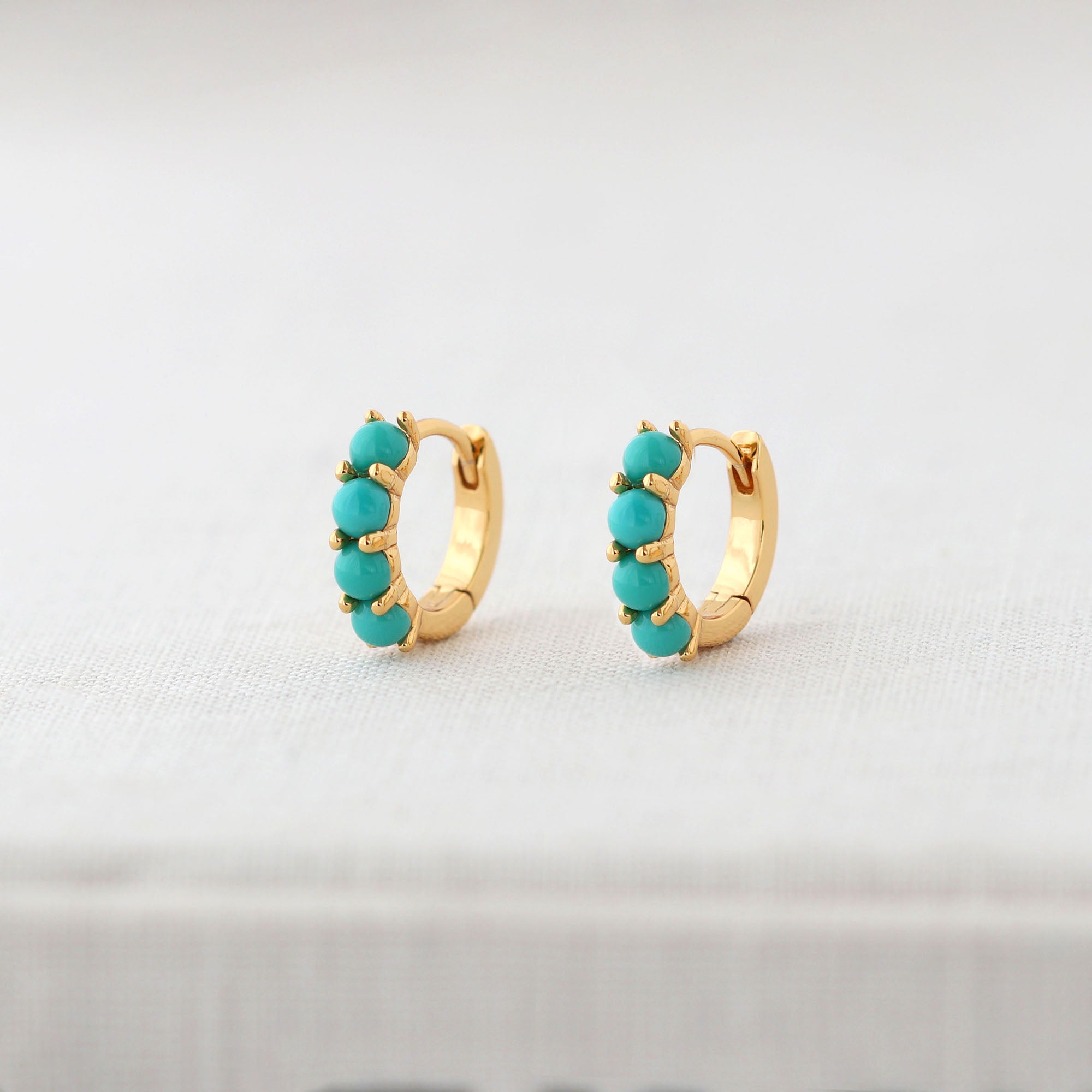 Turquoise Huggie Hoop Earrings