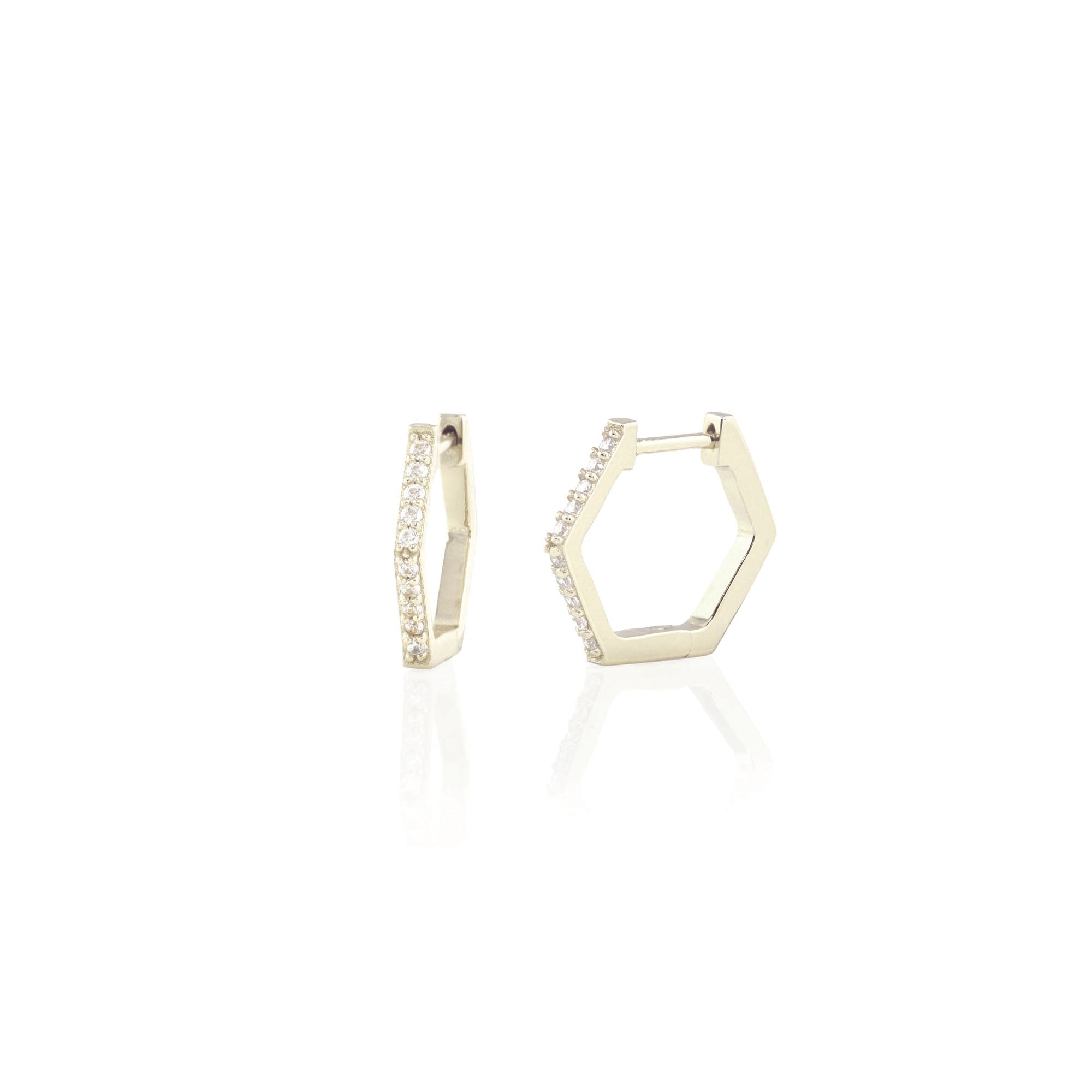 Hexagon Huggie Crystal Hoop Earrings