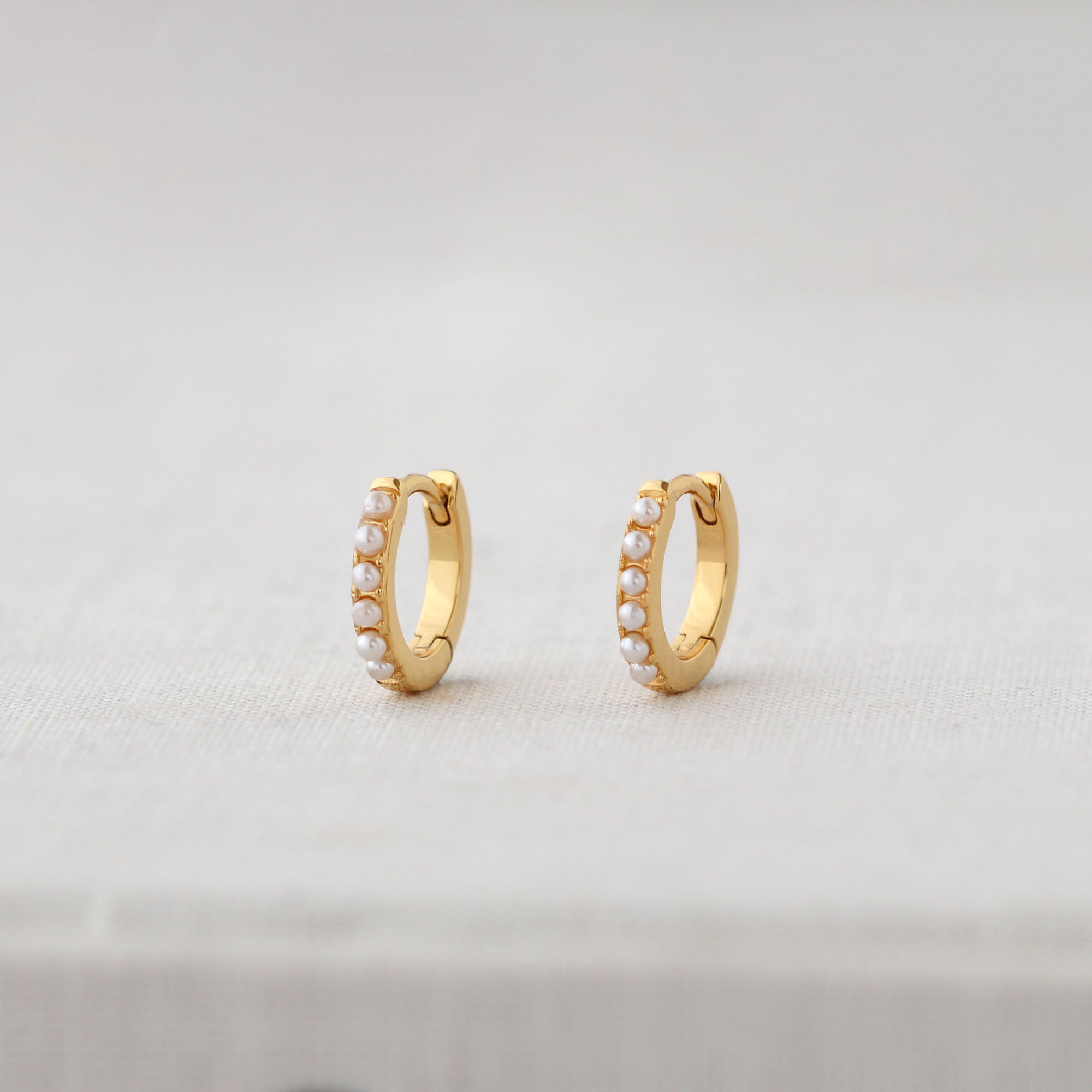 Pearl 12mm Huggie Hoop Earrings