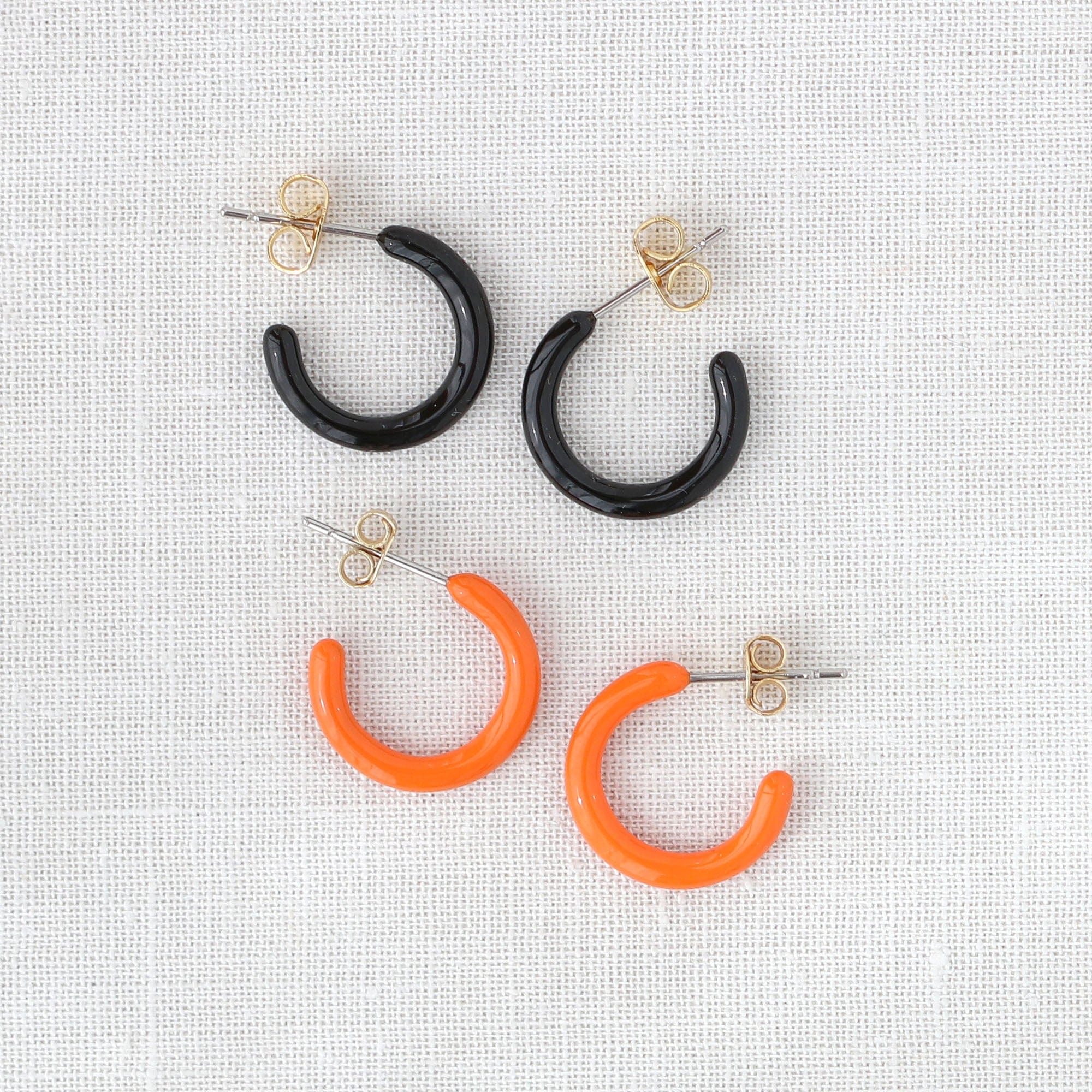 Petite Palette Enamel Post Hoop Earrings
