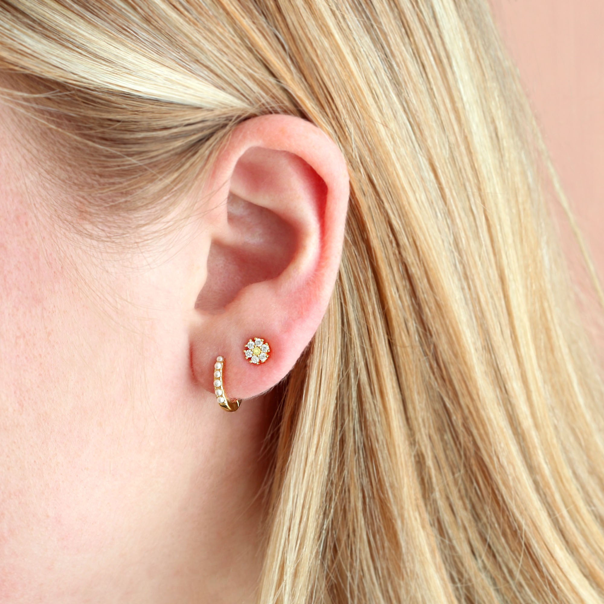 Pearl 12mm Huggie Hoop Earrings