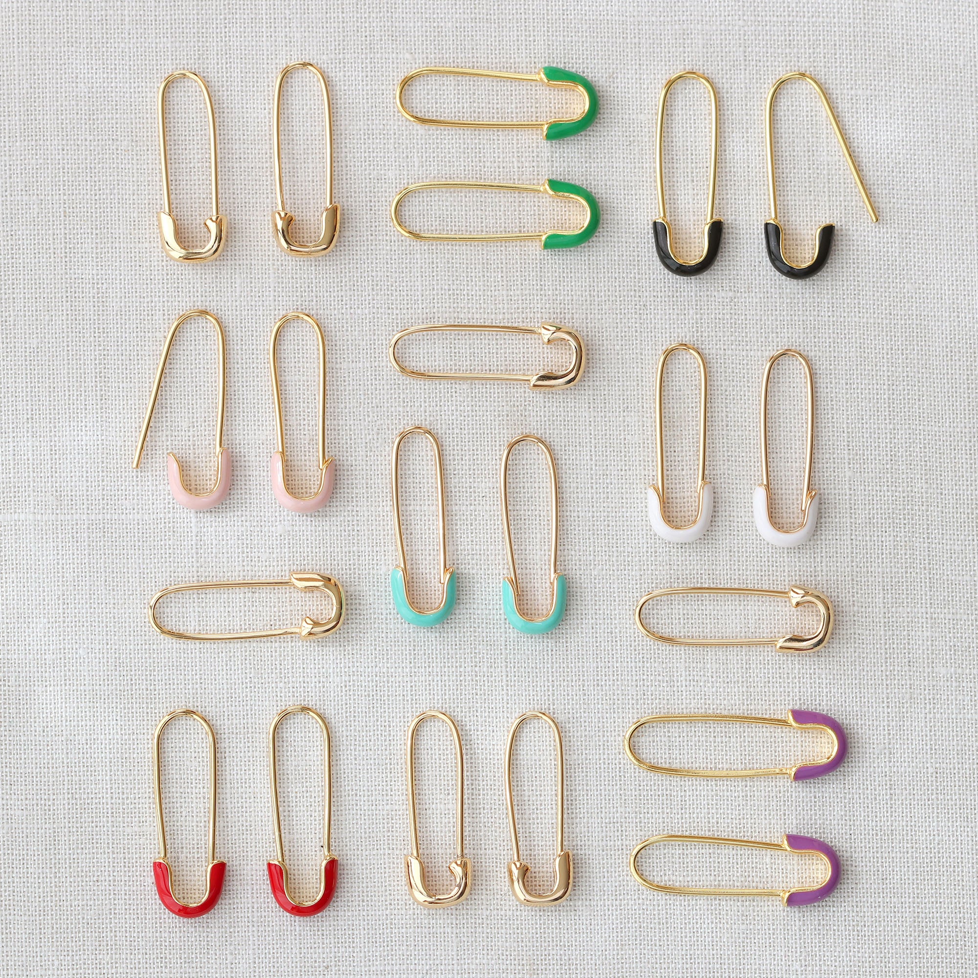 Safety Pin Enamel Hoop Earrings