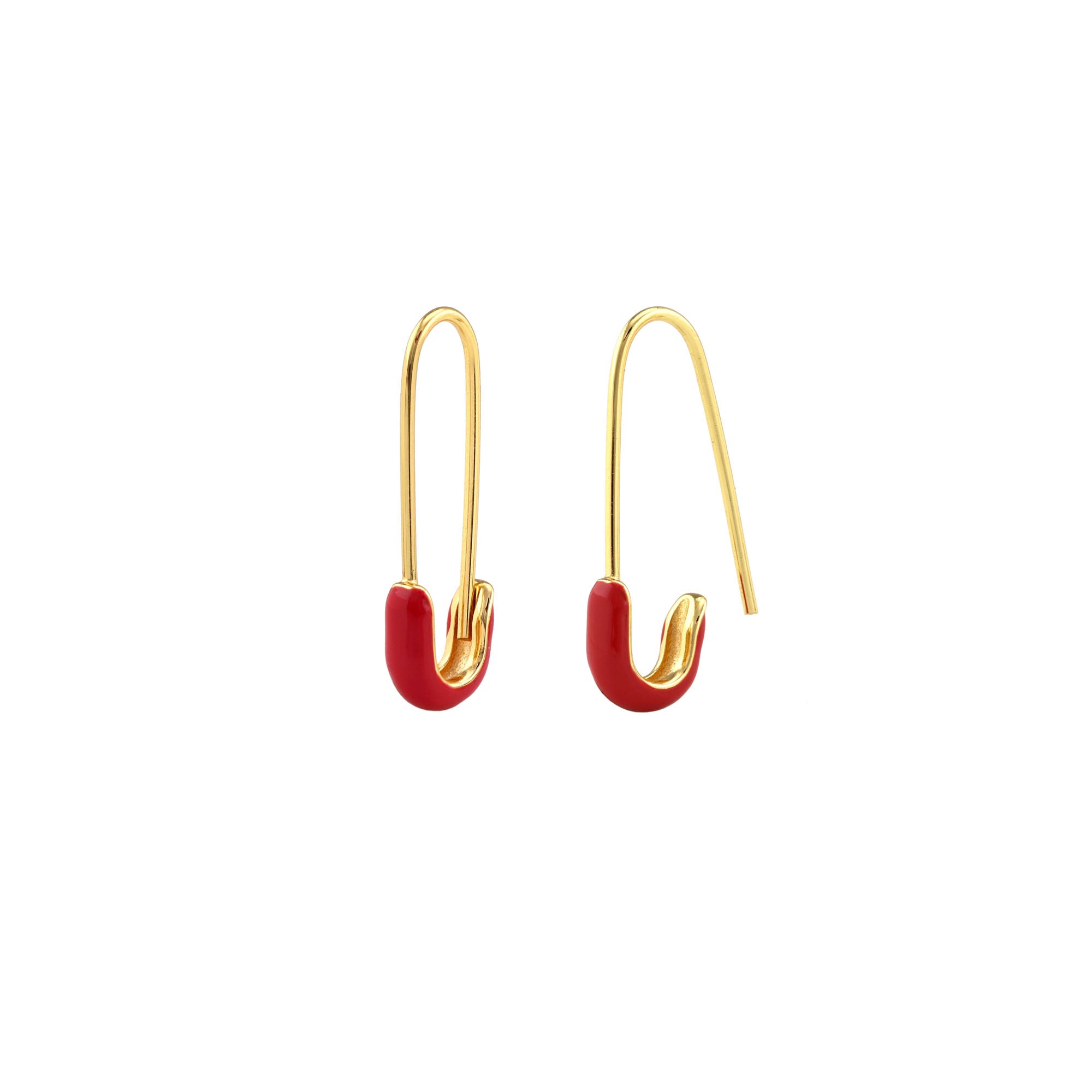 Safety Pin Enamel Hoop Earrings