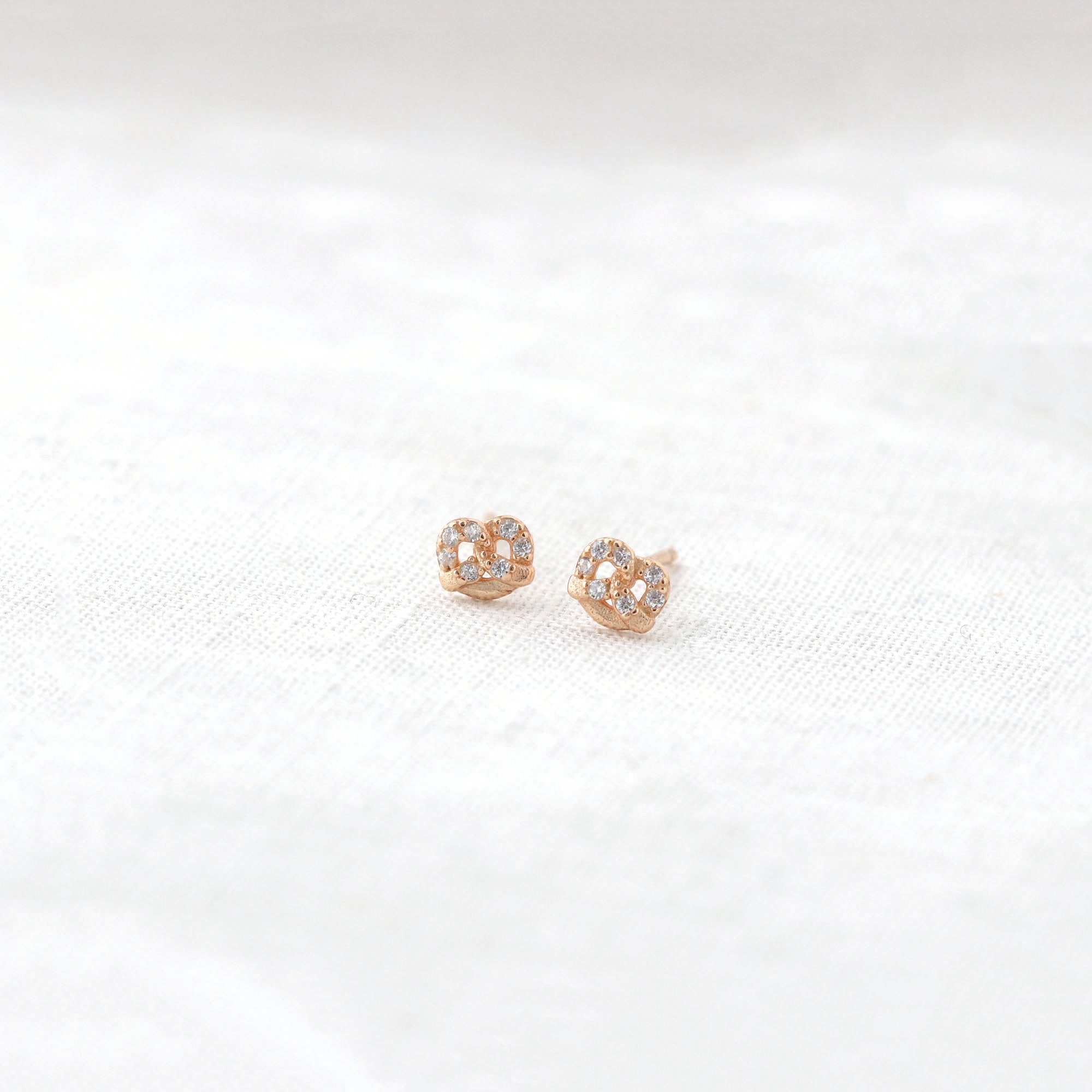 Tiny Pretzel Crystal Stud Earrings