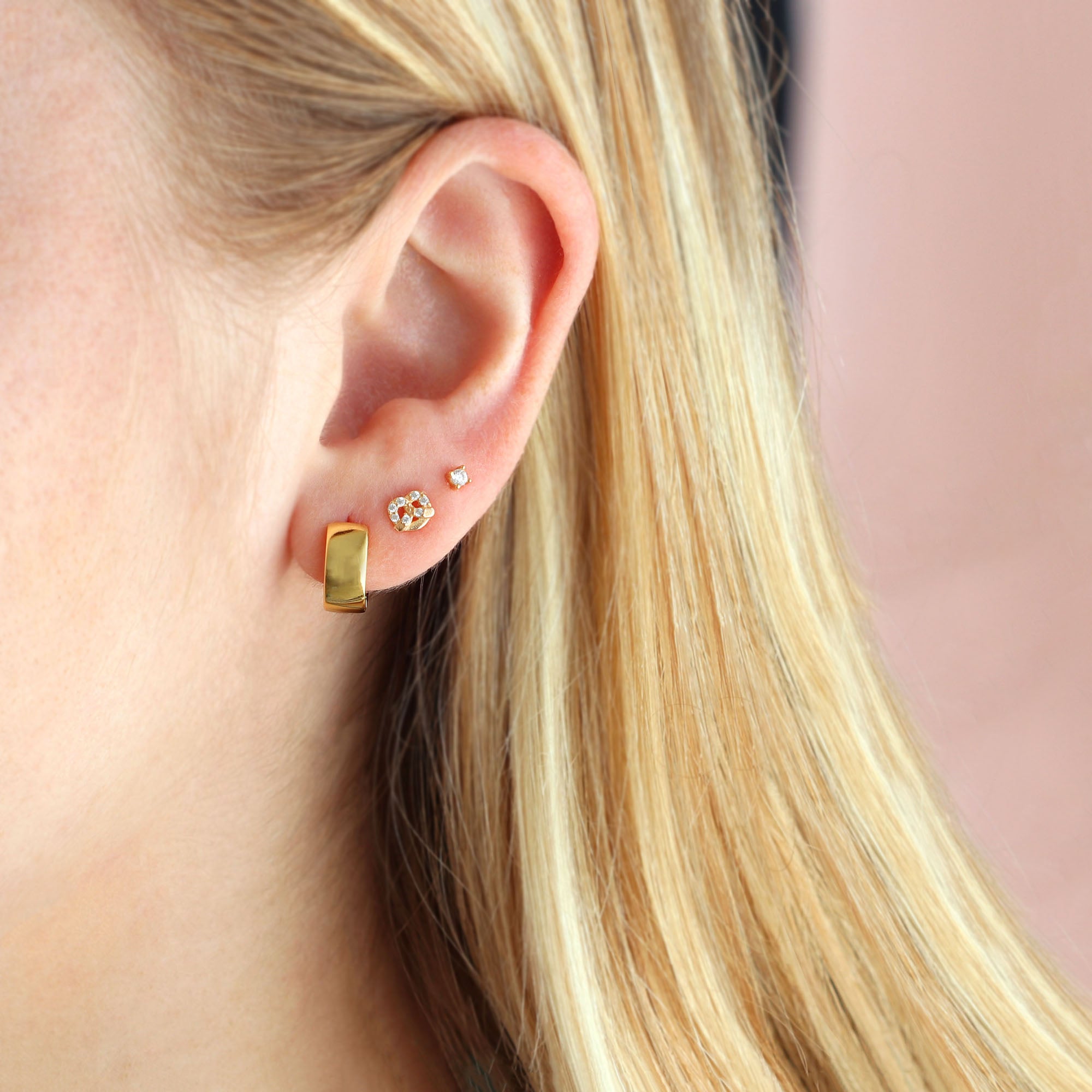 Tiny Pretzel Crystal Stud Earrings