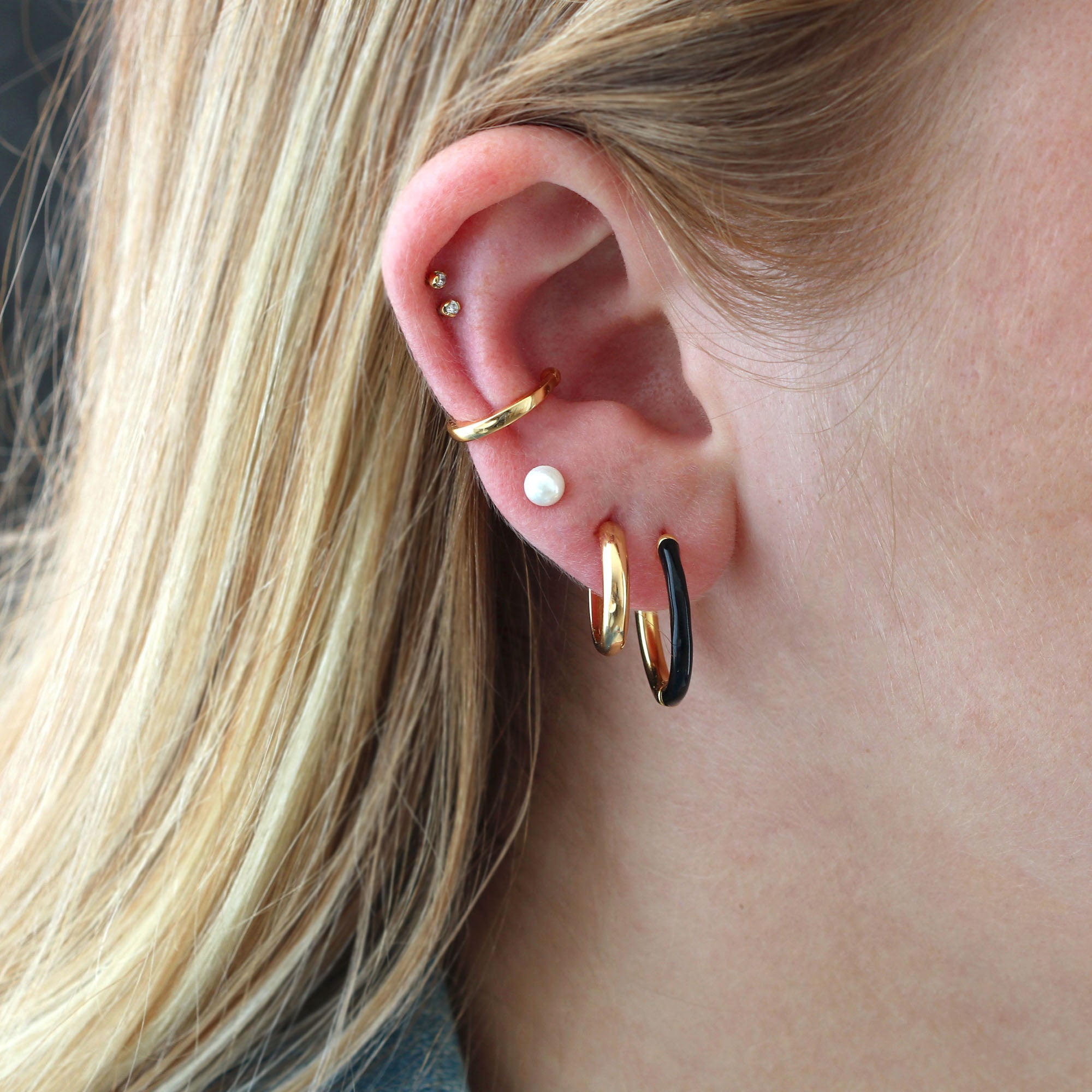 Gilded Enamel Hoop Earrings