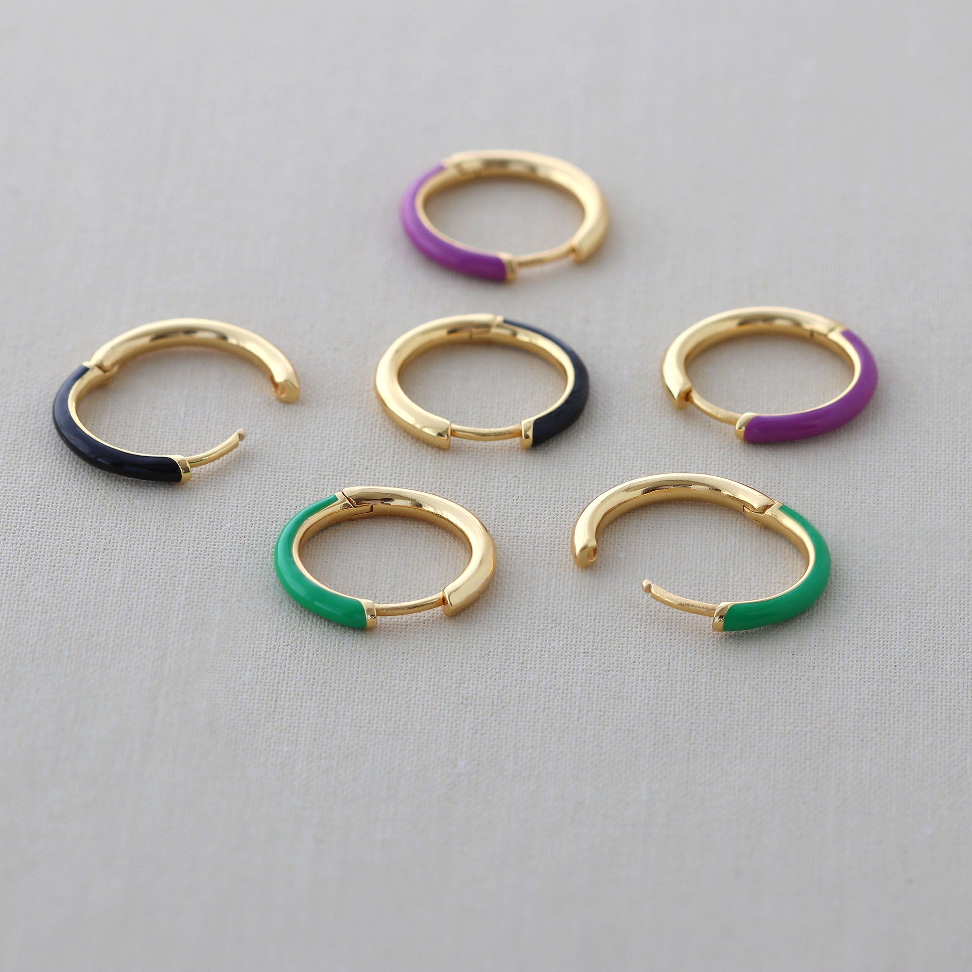 Gilded Enamel Hoop Earrings