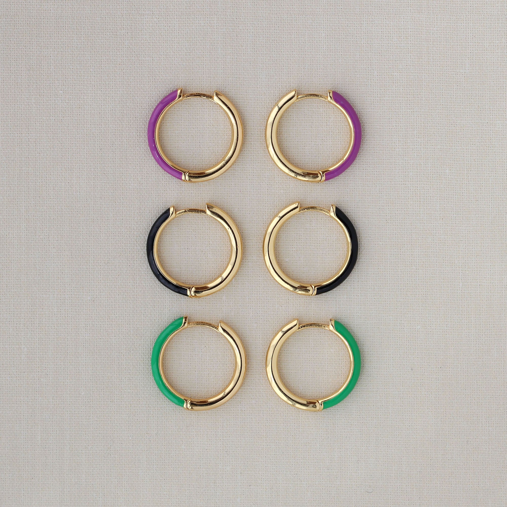 Gilded Enamel Hoop Earrings