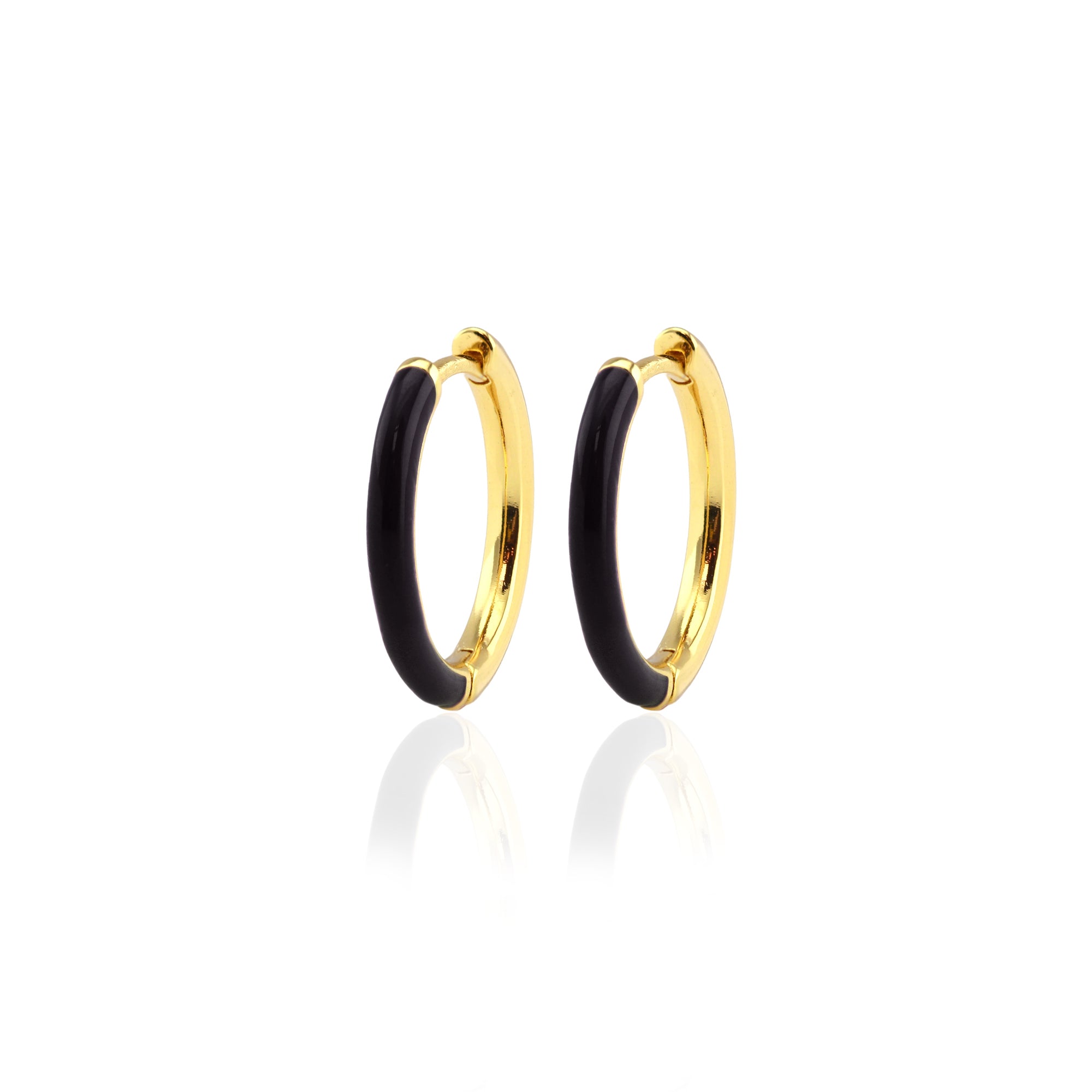 Gilded Enamel Hoop Earrings