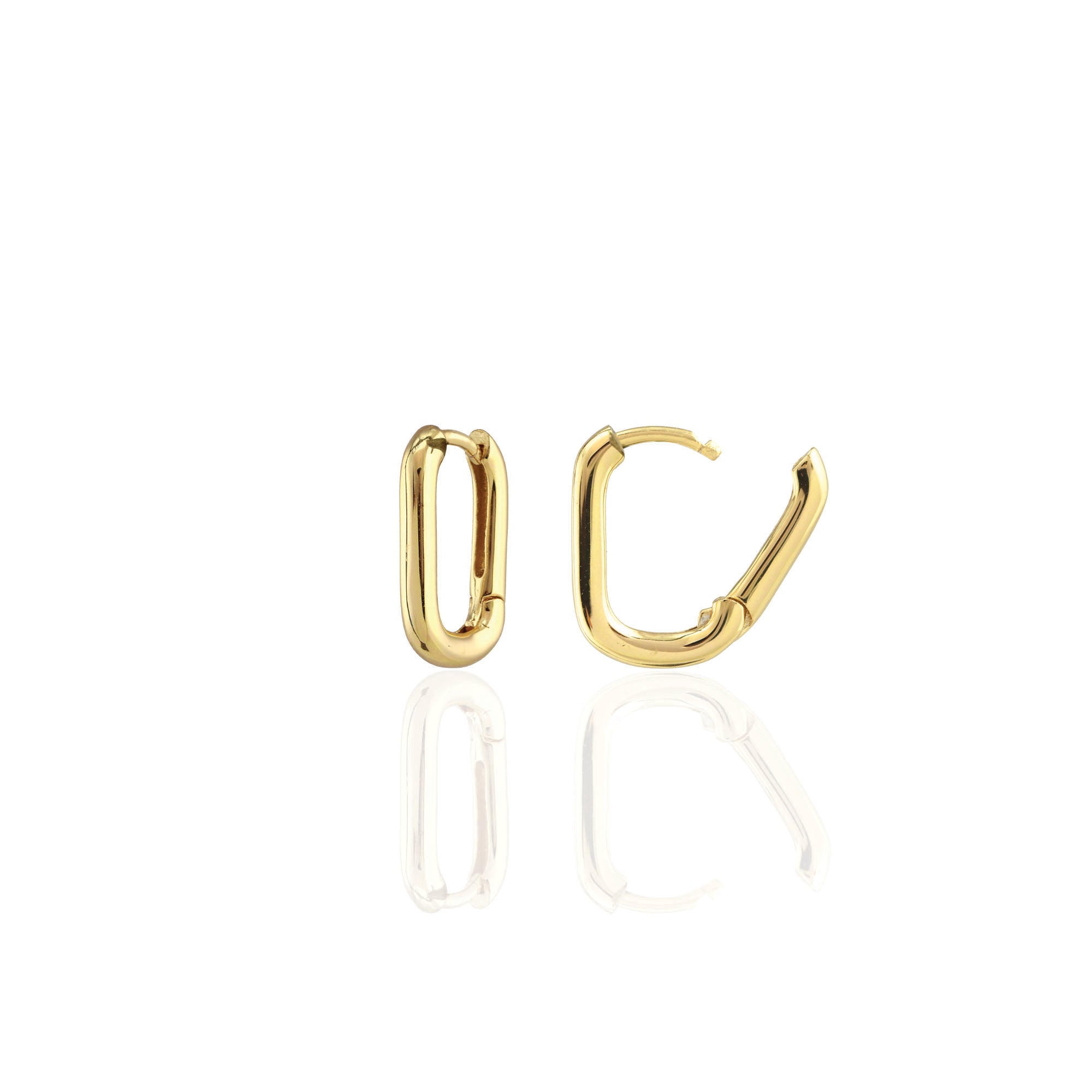 Oval Huggie Hoop Earrings