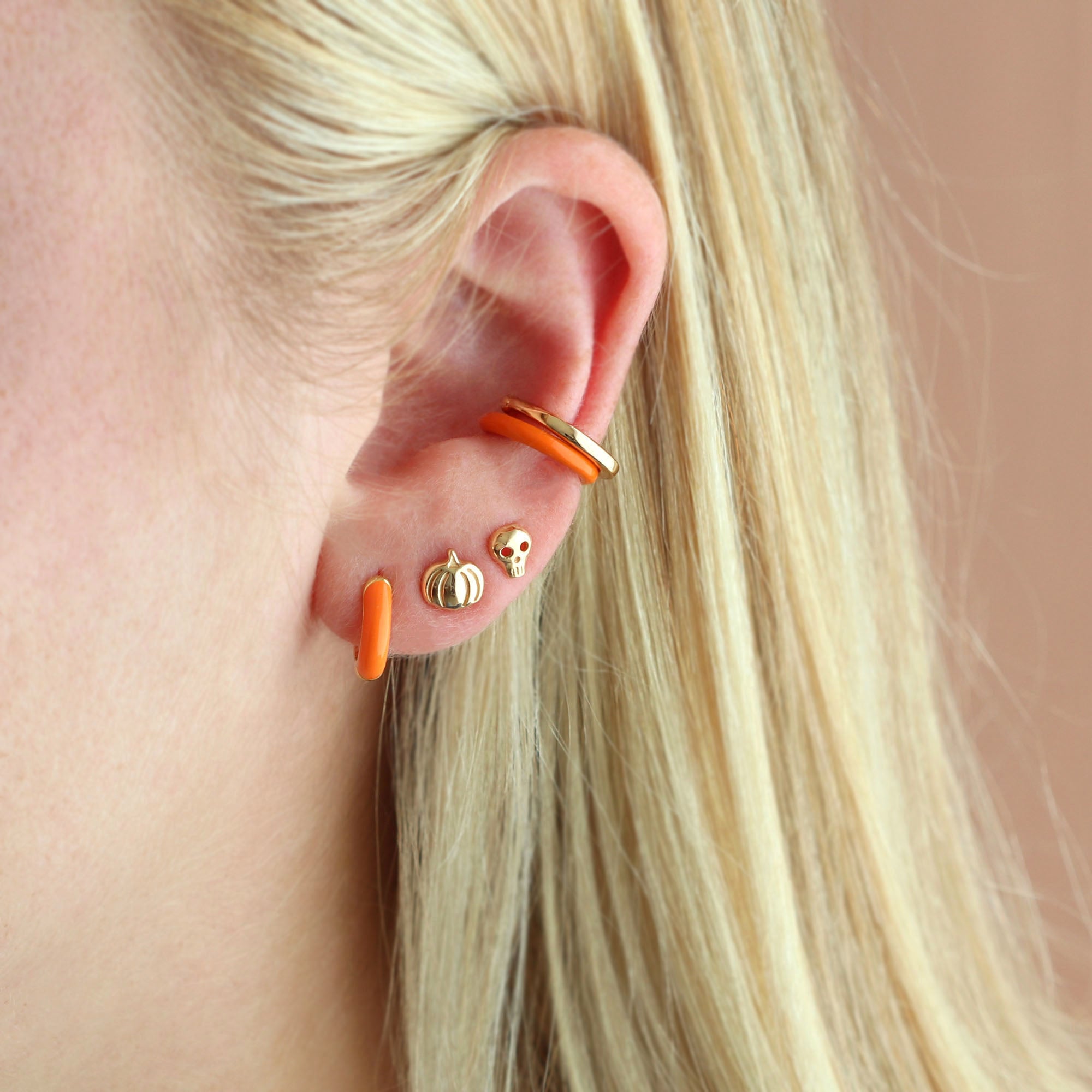 Enamel Huggie Hoop Earrings