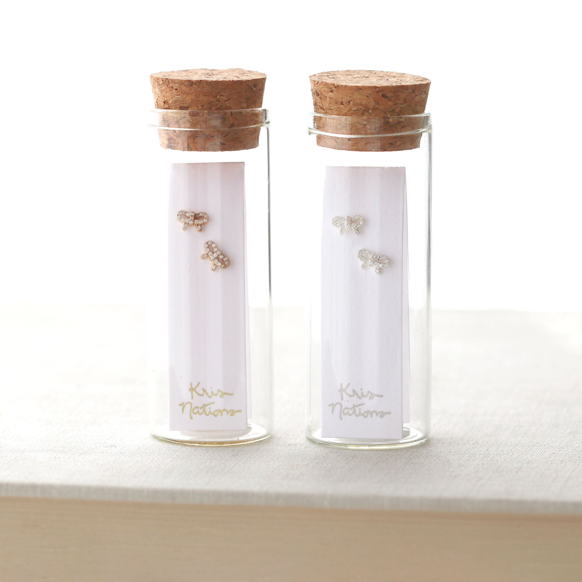 Bow with Crystals Stud Earrings