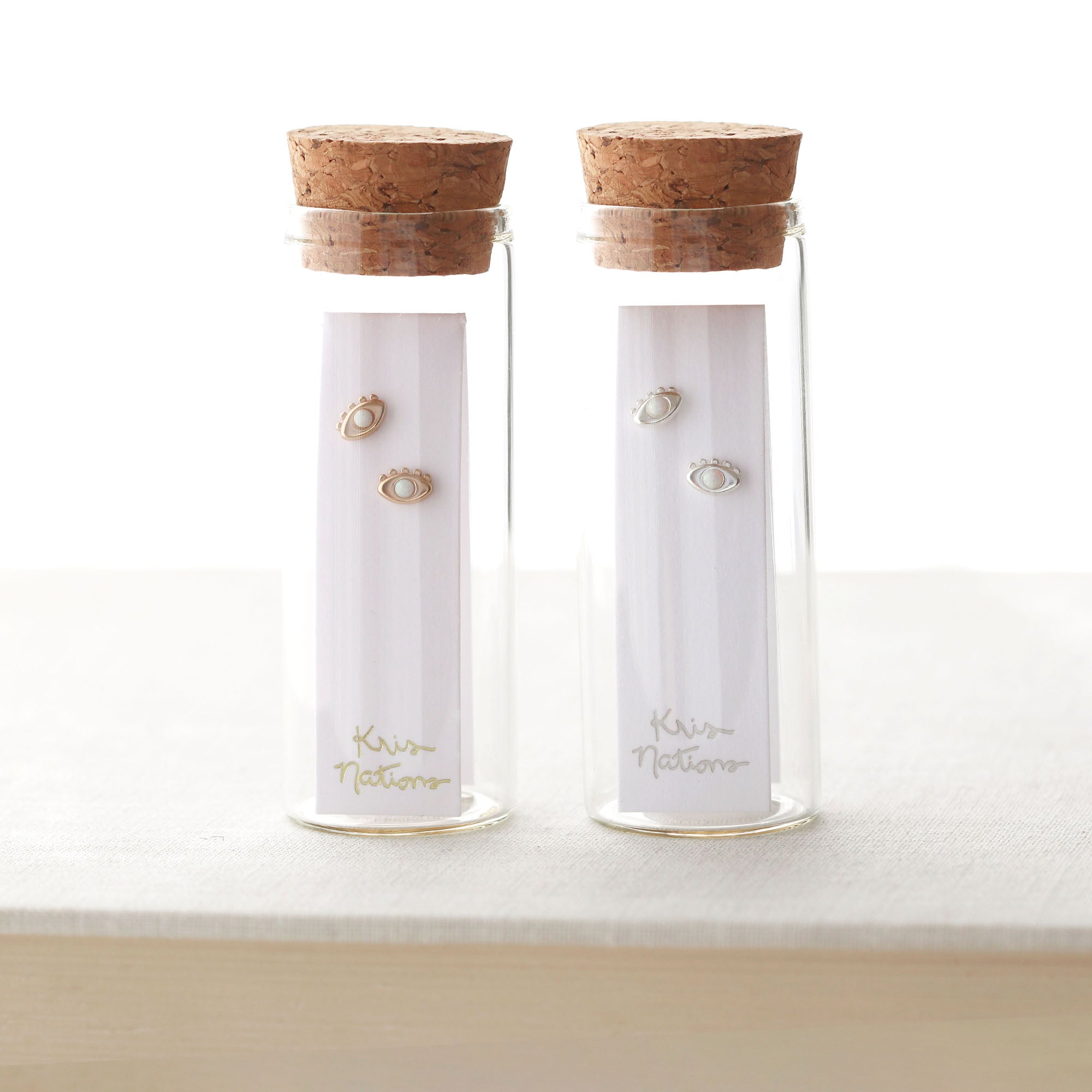 Eye with Opal Stud Earrings