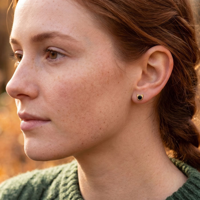 Midnight Whiskers Cat Stud Earring