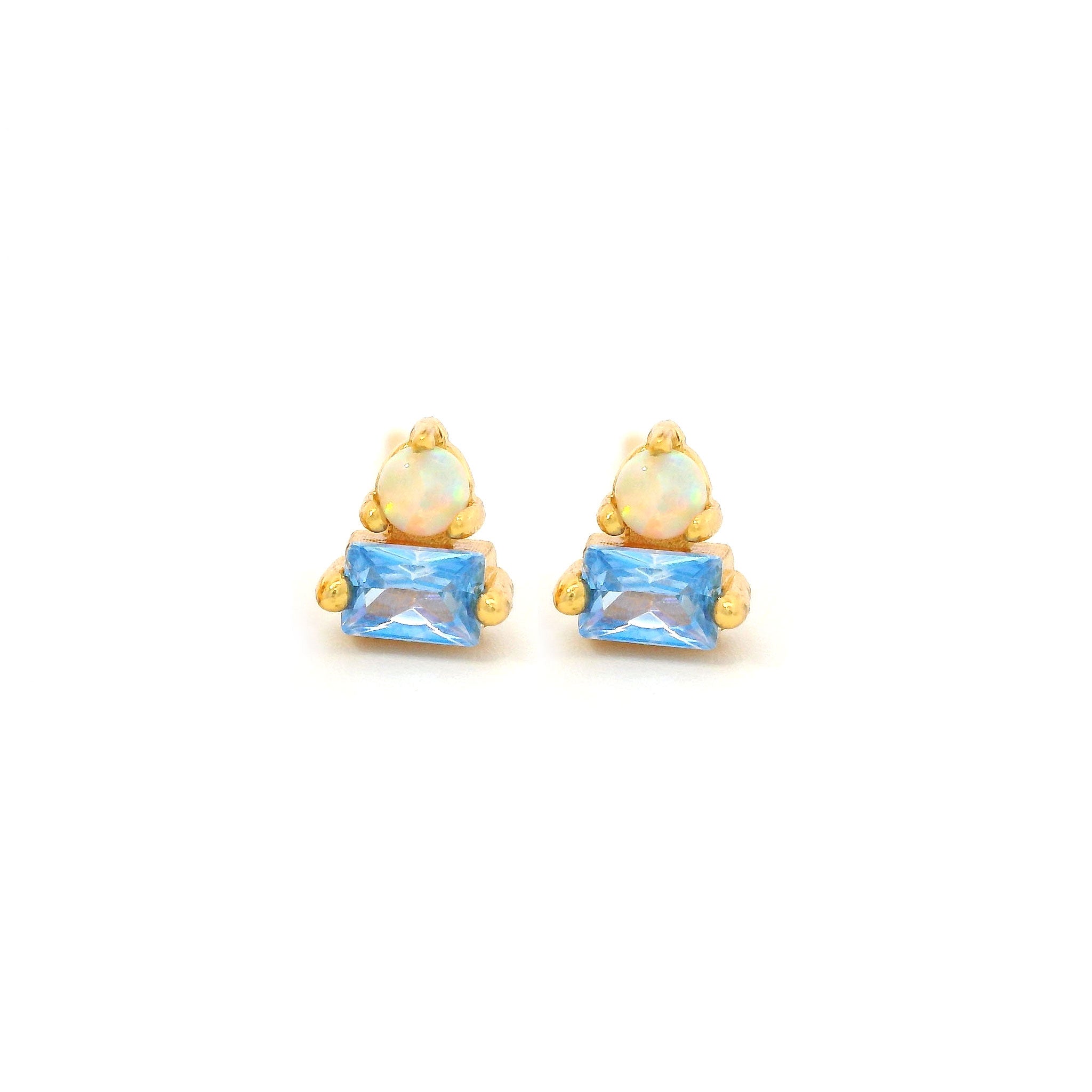 Duo Stone Stud Earrings