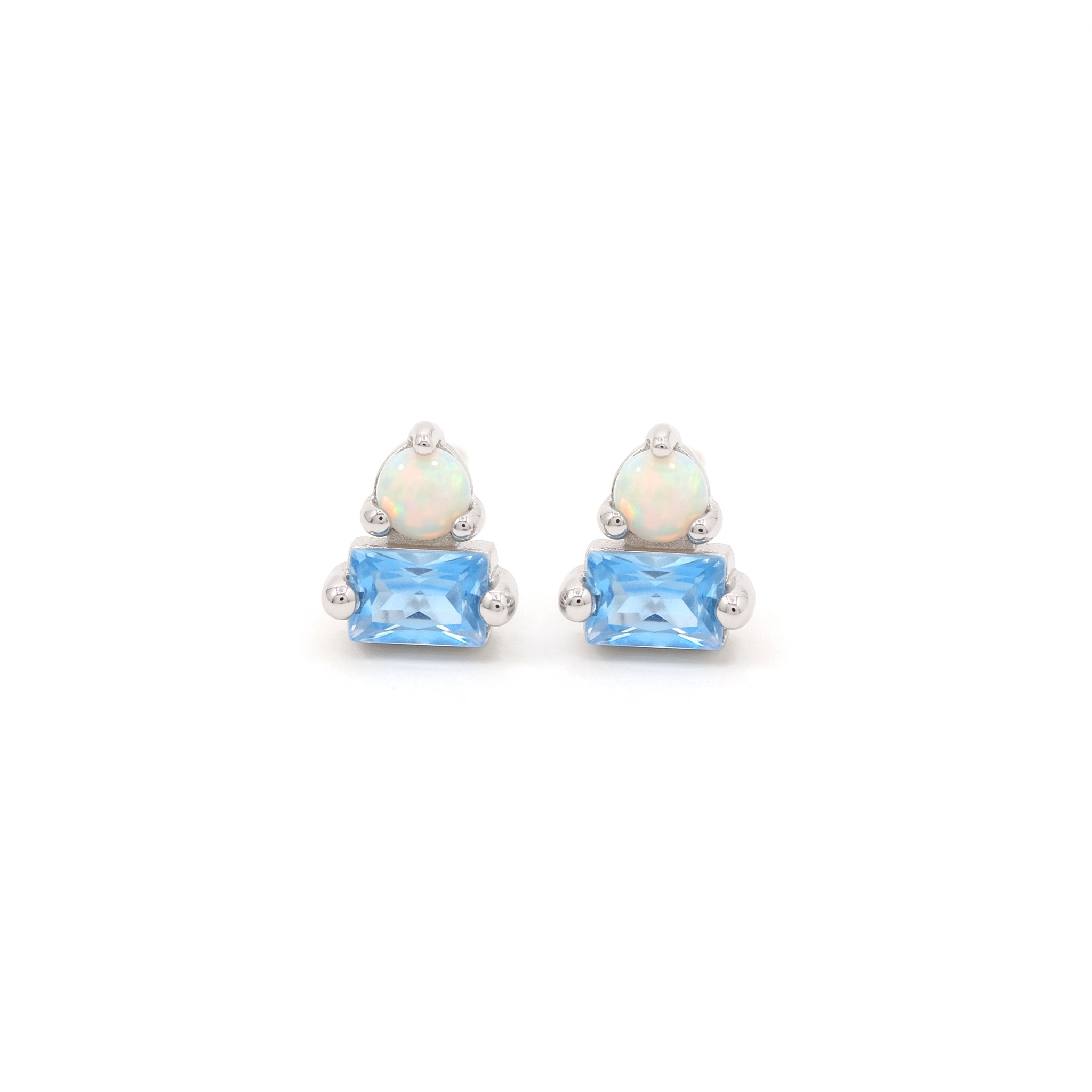 Duo Stone Stud Earrings