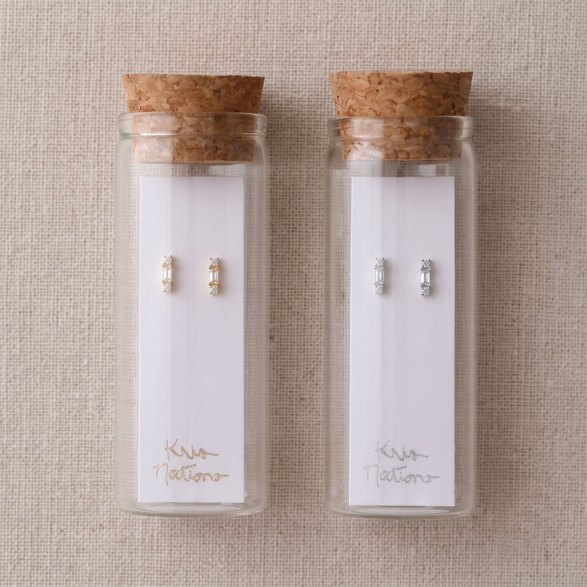 Baguette Bar Stud Earrings