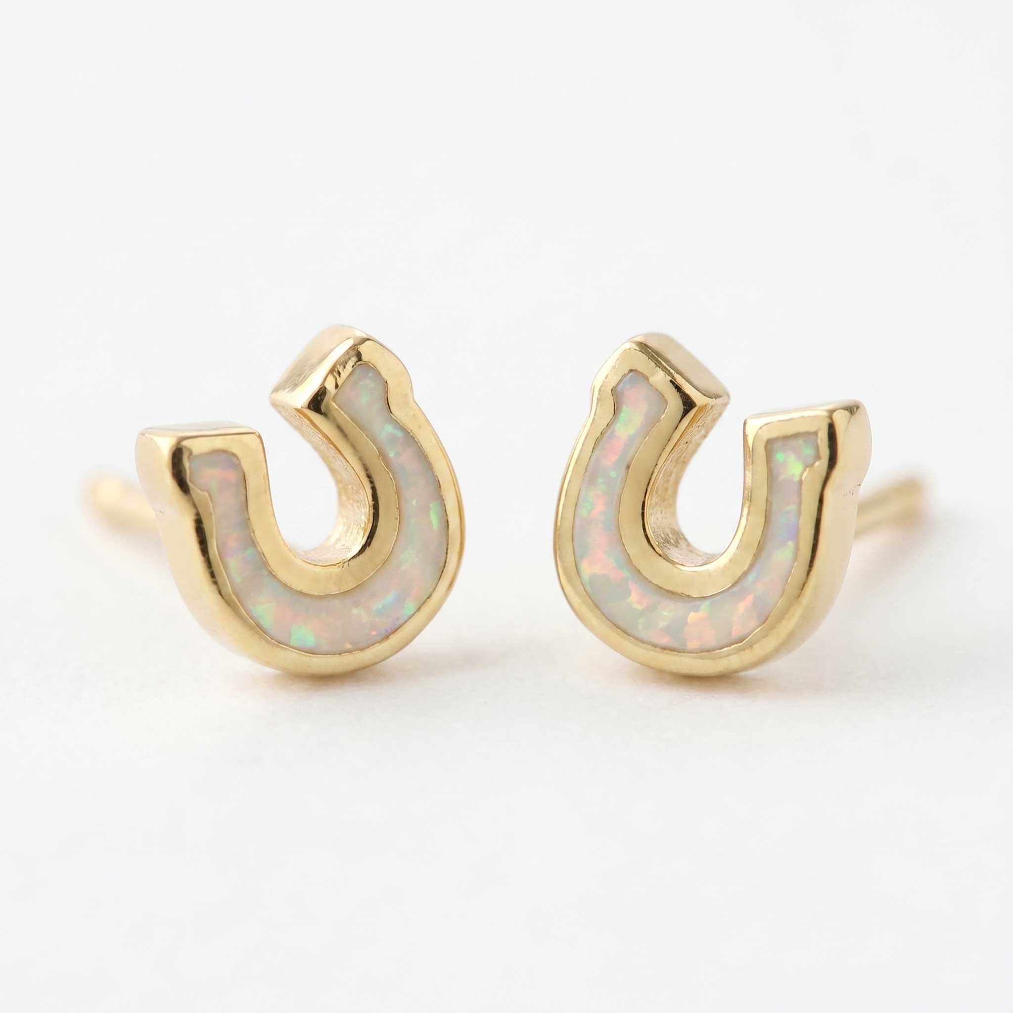 Opal Horseshoe Stud Earrings