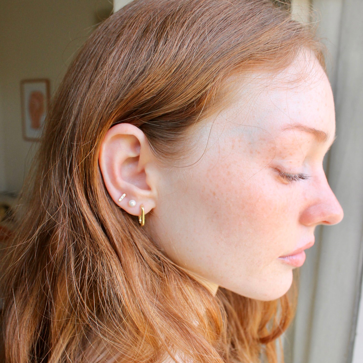 Bar Dash Pave Stud Earrings