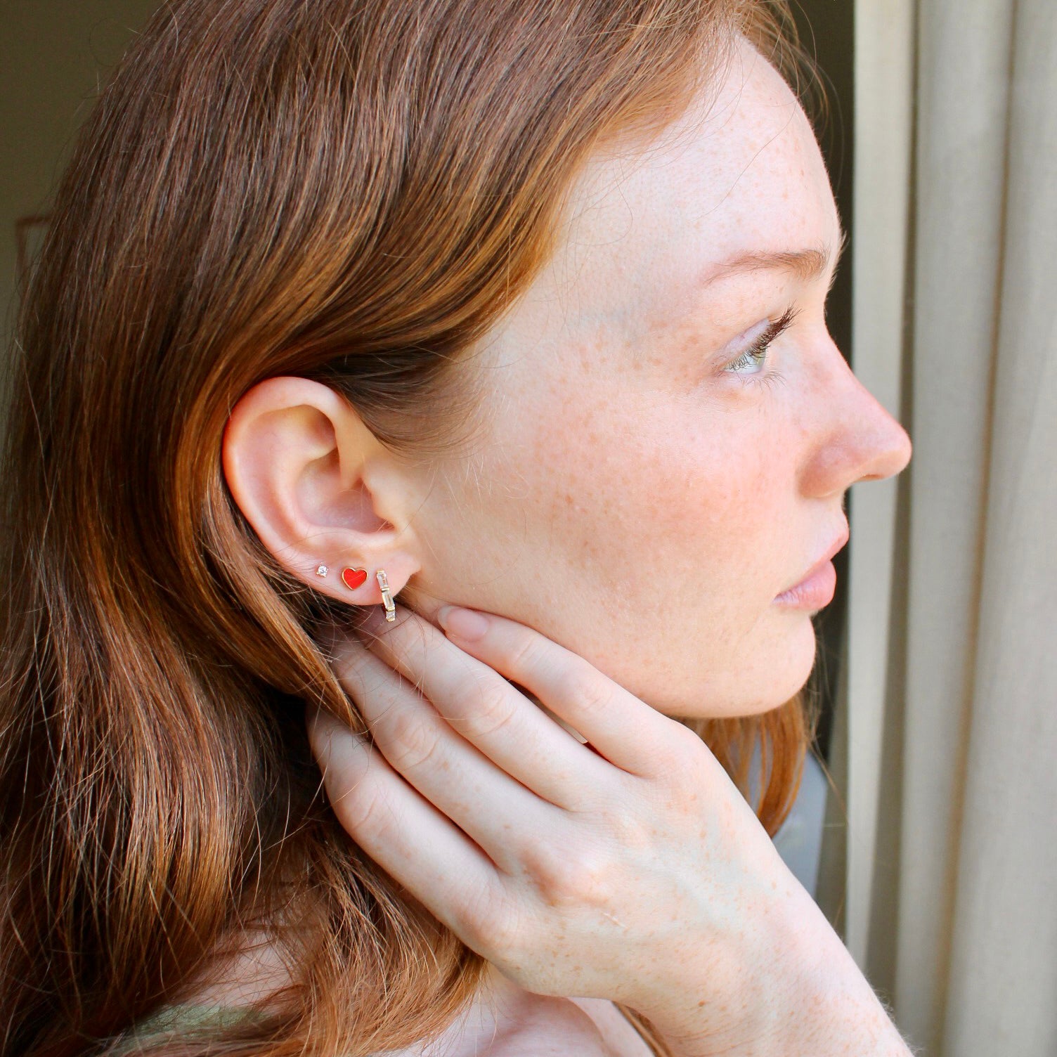 Petite Heart Enamel Stud Earrings
