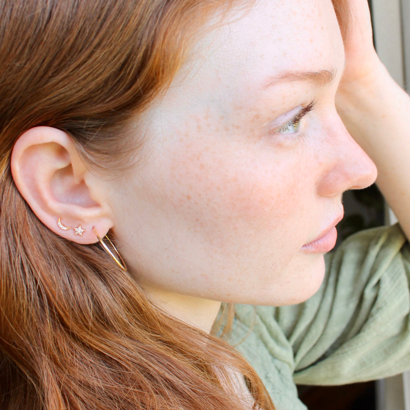 Star and Moon Crystal Stud Earrings