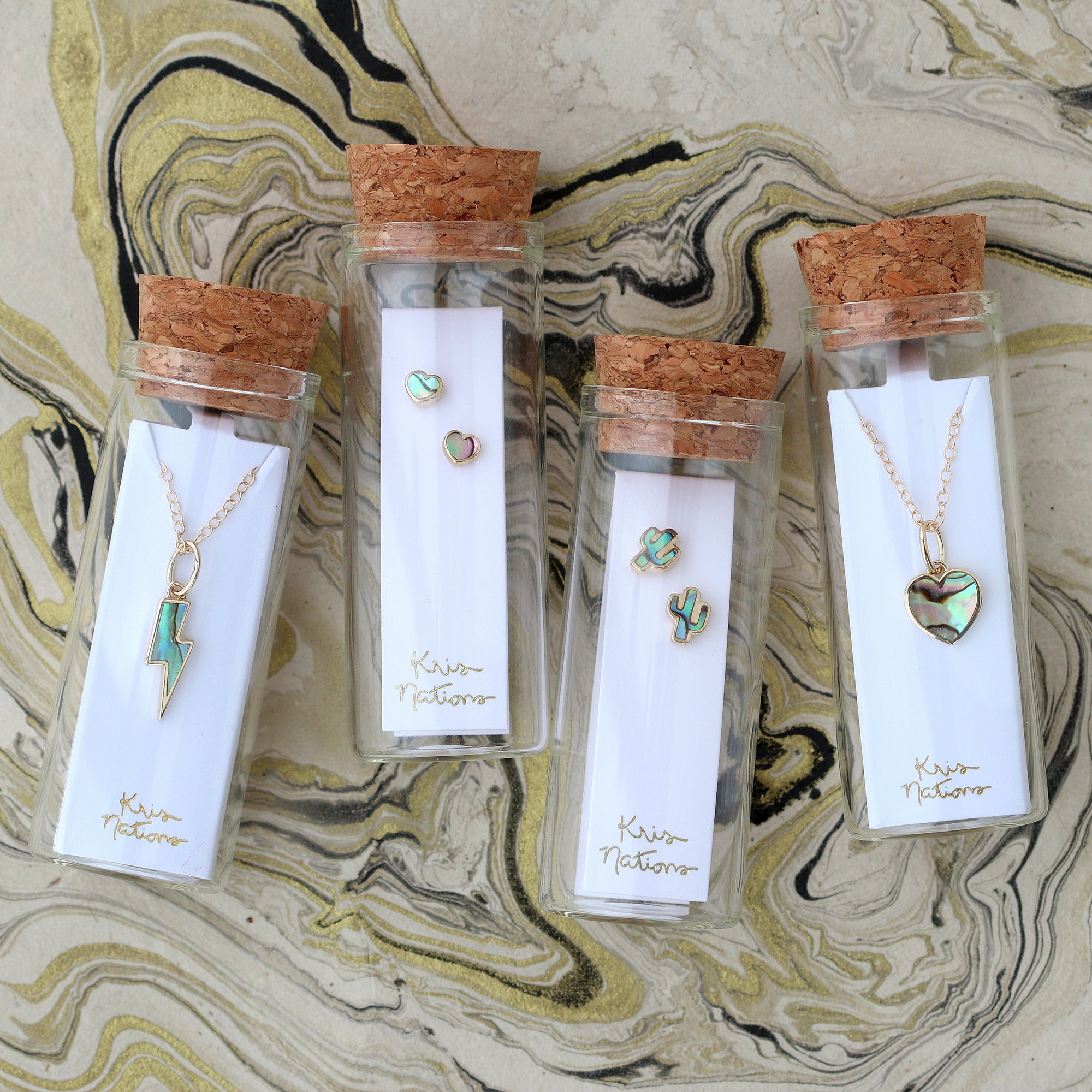 Abalone Lightning Bolt Charm Necklace