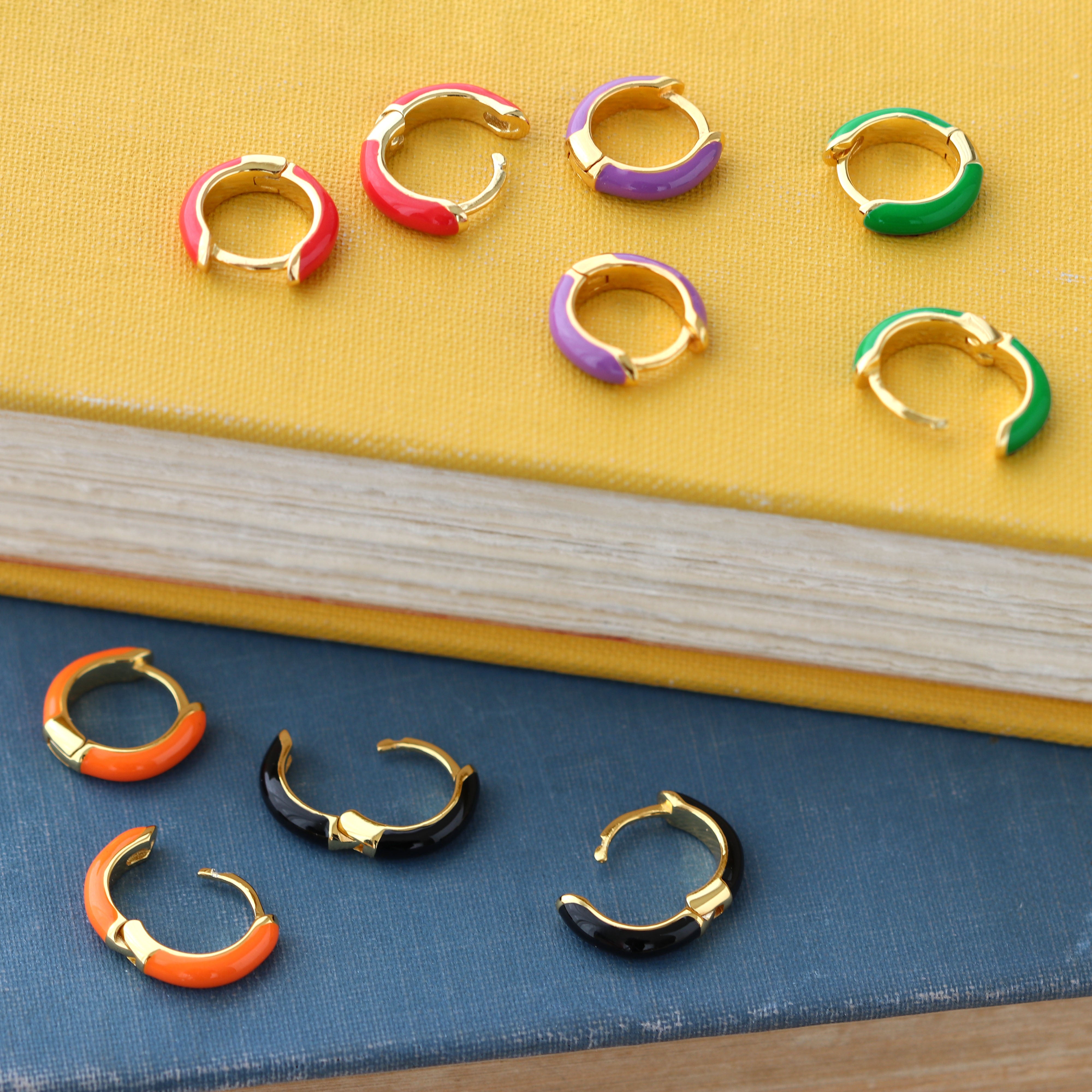 Enamel Huggie Hoop Earrings