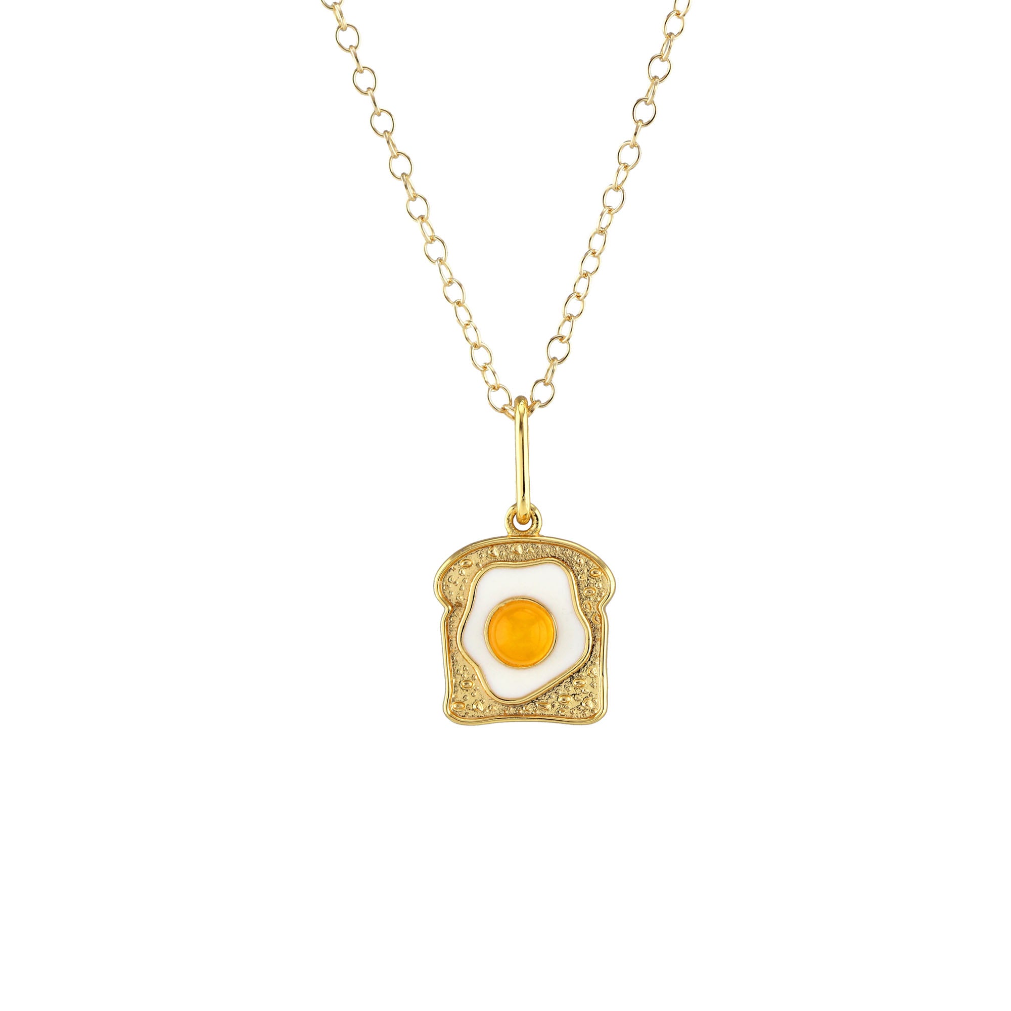 Egg on Toast Enamel Charm Necklace