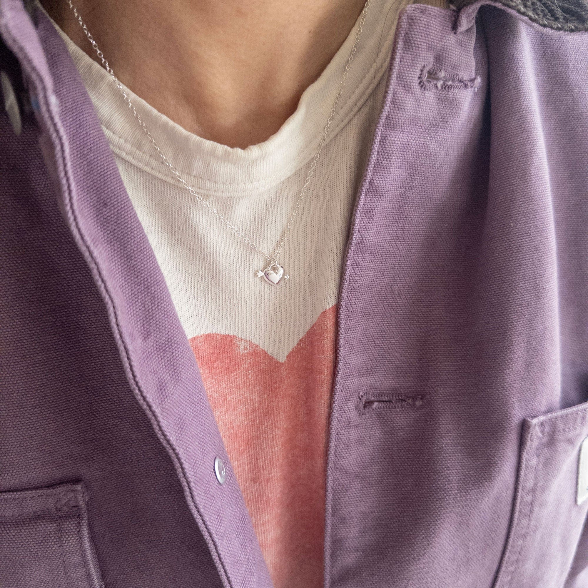 Heart with Arrow Charm Necklace