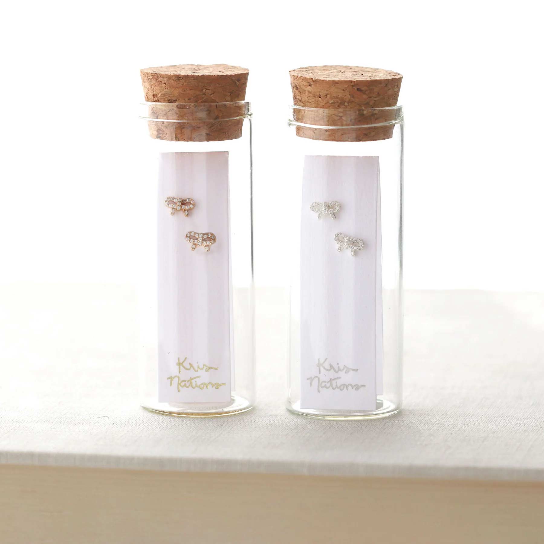 Bow with Crystals Stud Earrings